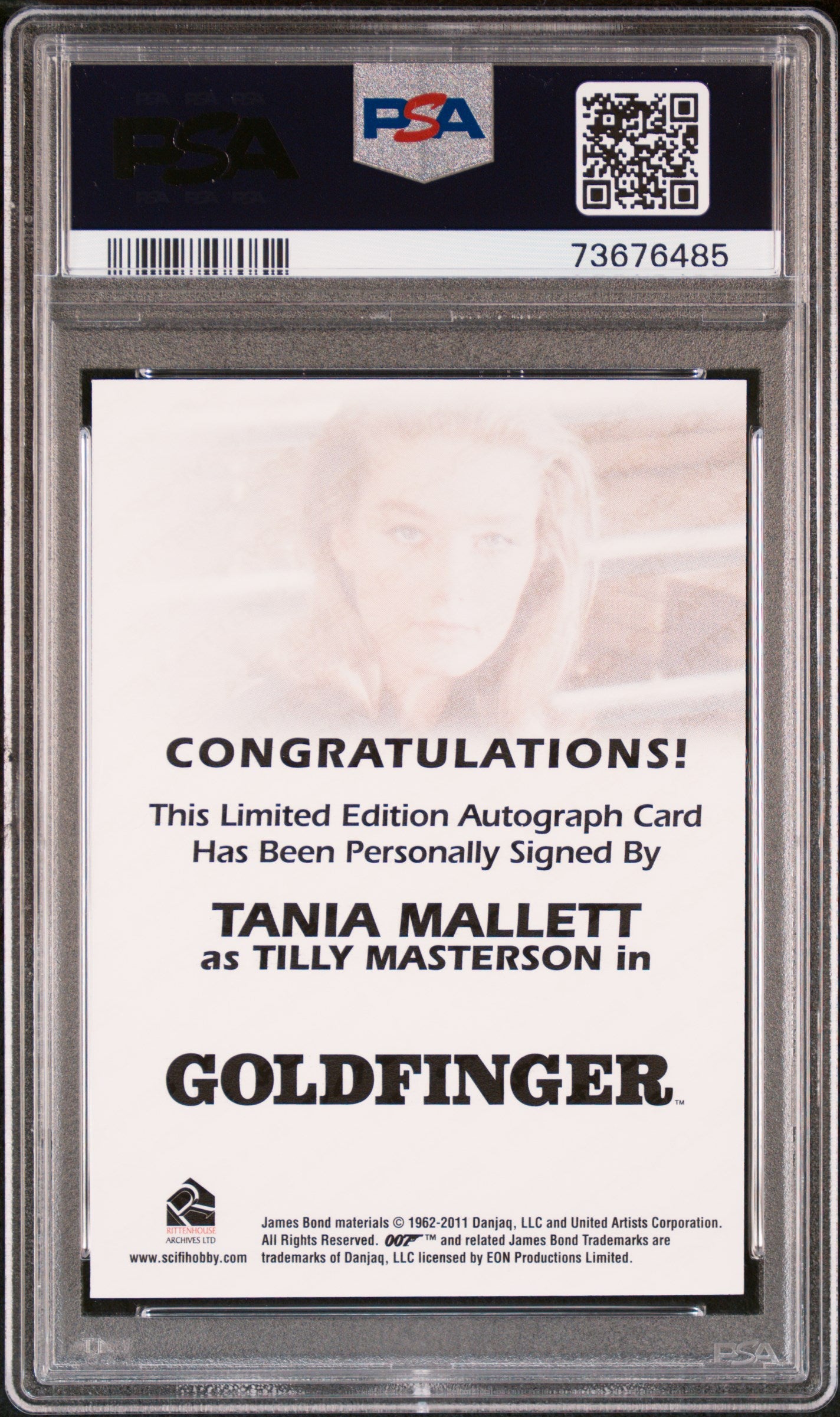 2012 James Bond 50th Anniv Series 2 Autograph Tania Mallett LE Auto PSA 10 Gem