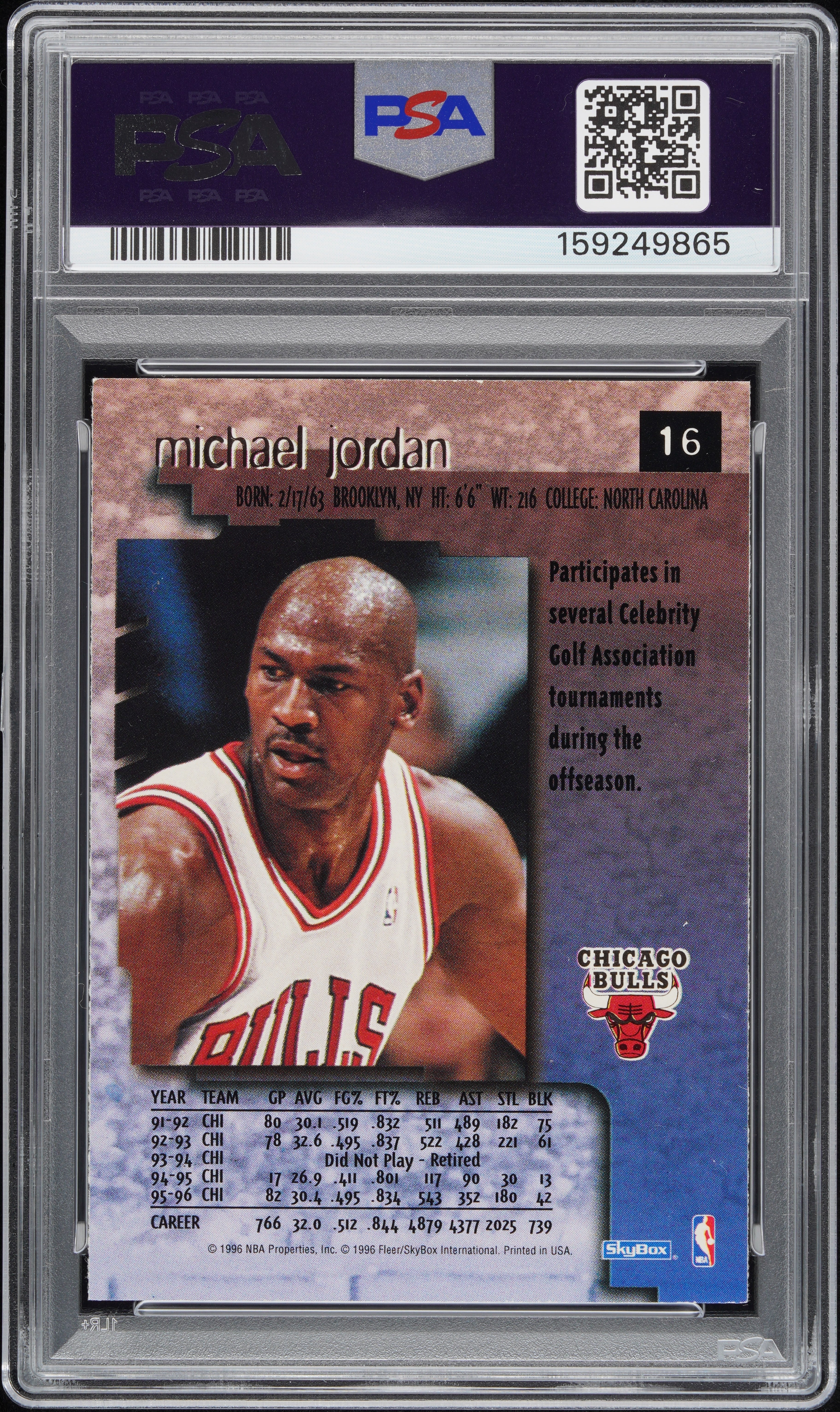 1996-97 Skybox Premium Michael Jordan #16 Rubies SP PSA 7 Chicago Bulls HOF Rare