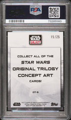 2022 Topps Chrome Star Wars Galaxy Trilogy Concept Art Yoda Orange Ref 25 PSA 10