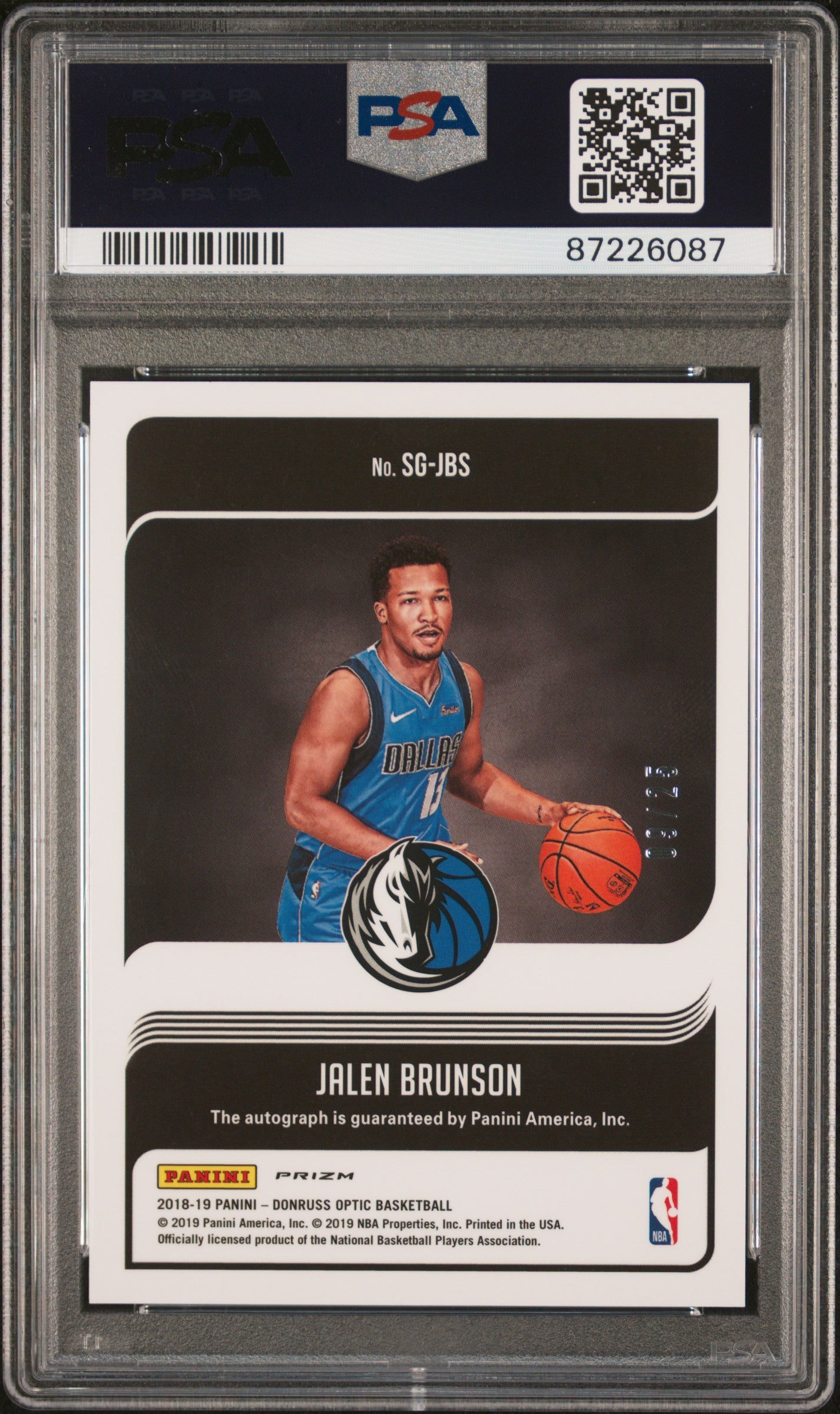 2018 Donruss Optic Signature Jalen Brunson Rookie Pink Prizm #/25 PSA 9 Auto