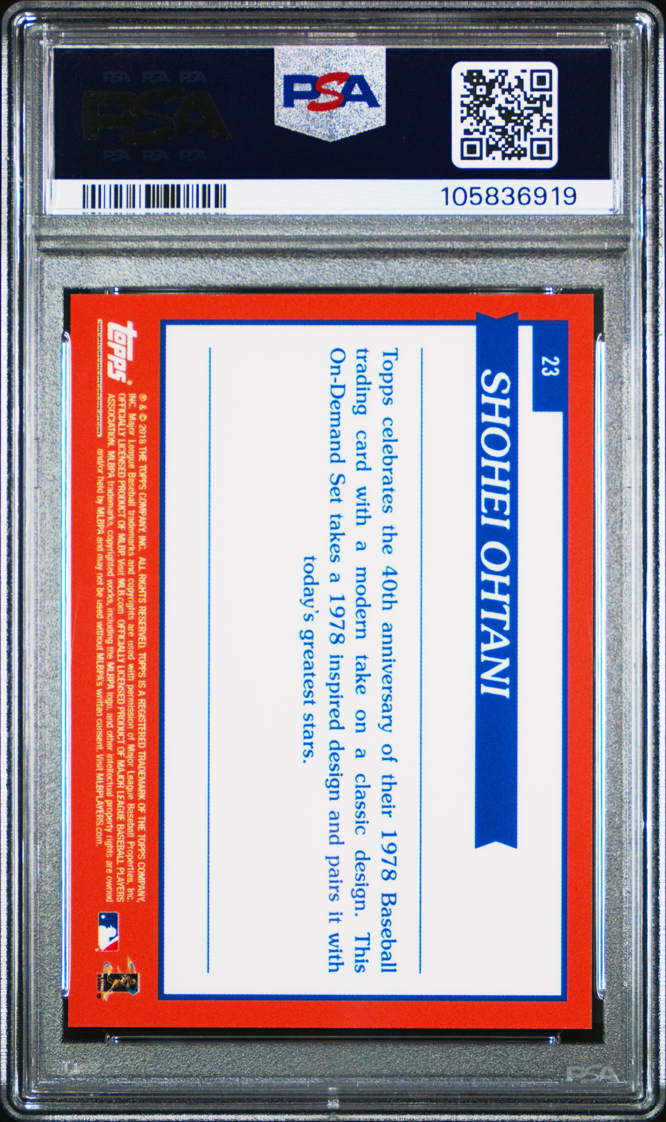 2018 Topps On Demand Inspired By 1978 Shohei Ohtani #23 Rookie PSA 10