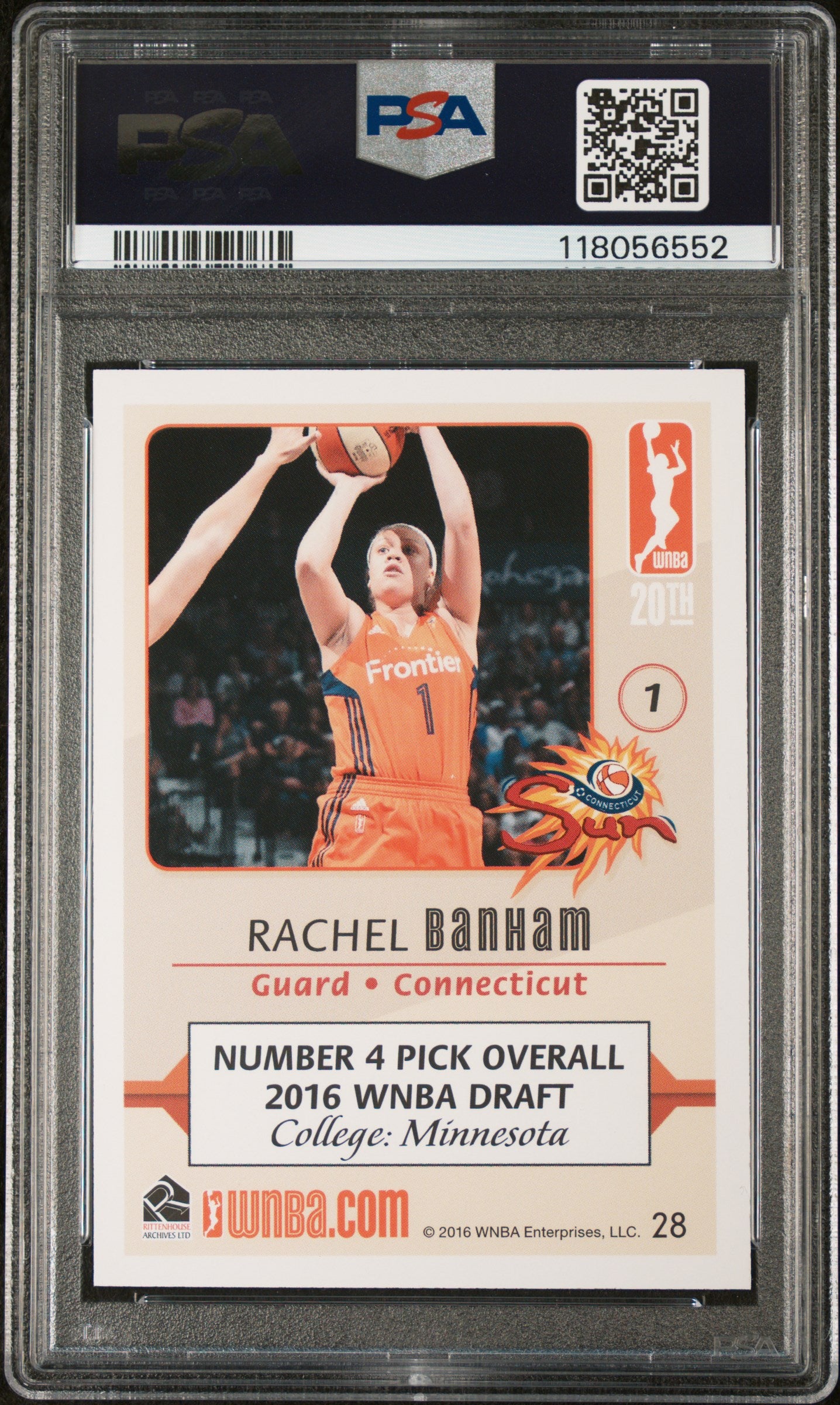 2016 Rittenhouse WNBA Rachel Banham #28 Rookie RC PSA 9 Mint Sky