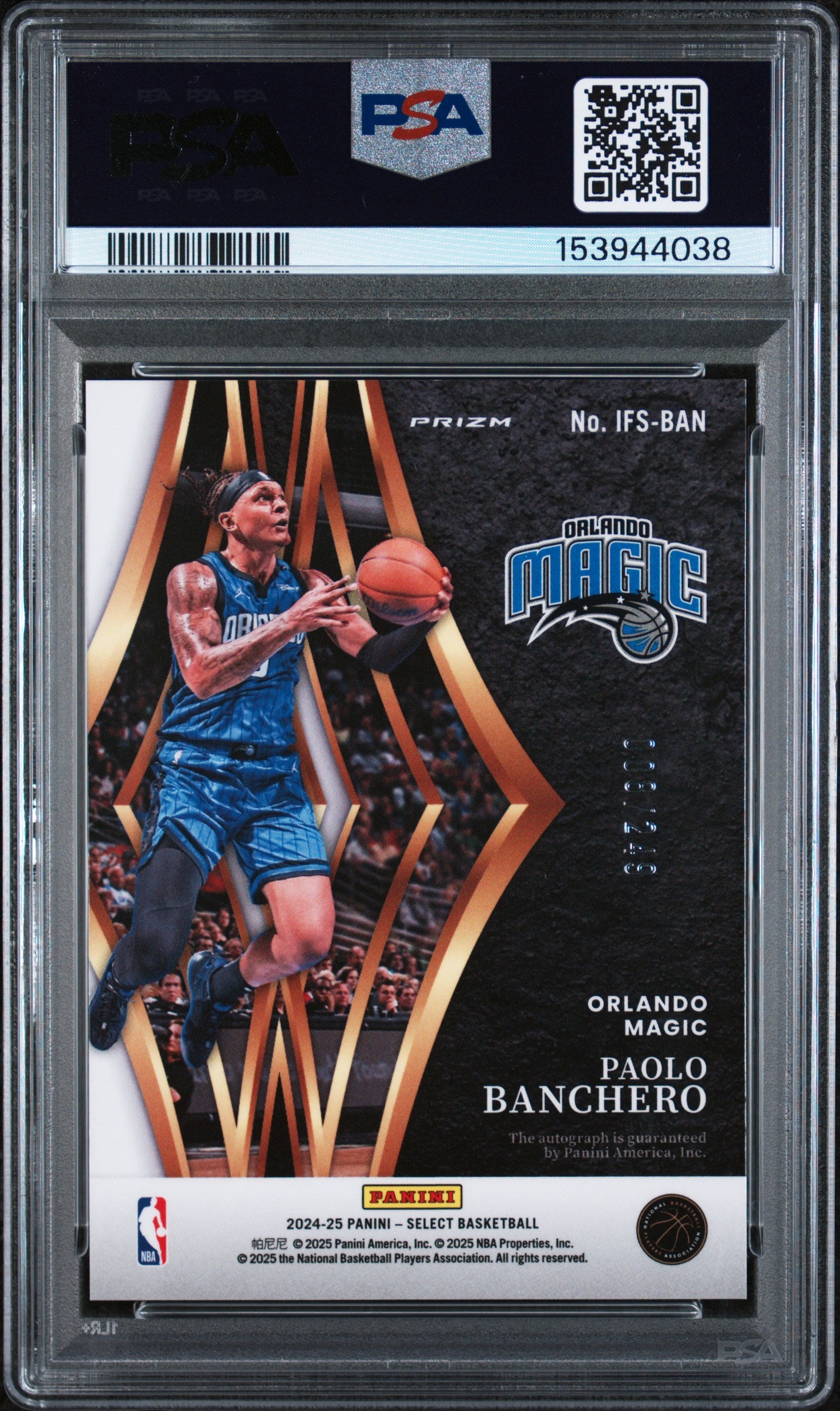2024 Panini Select In Flight Signatures Paolo Banchero #/249 PSA 9 Auto 10