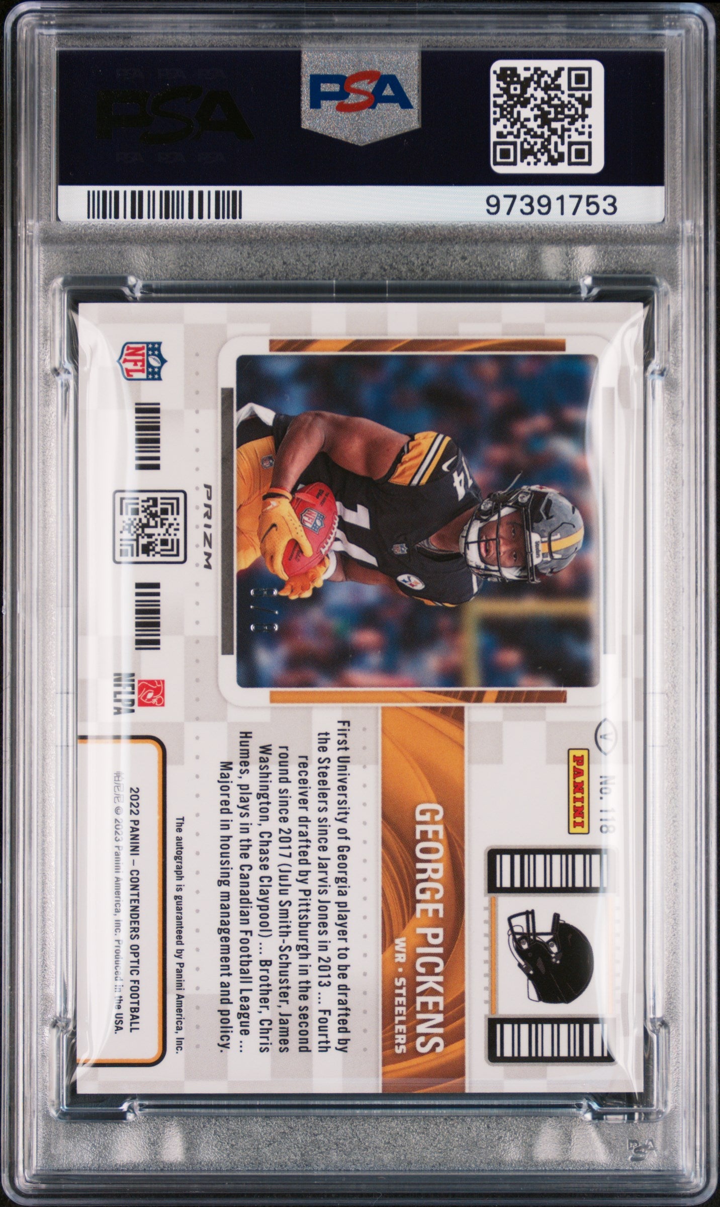 2022 Contenders Optic George Pickens #118 Var Auto Black Pulsar #8/8 PSA 9