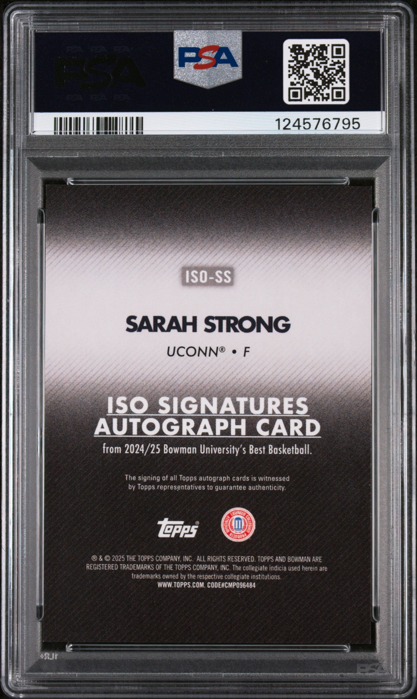 2024 Bowman University Signatures Sarah Strong Orange Geo 23/25 PSA 9 Auto 10