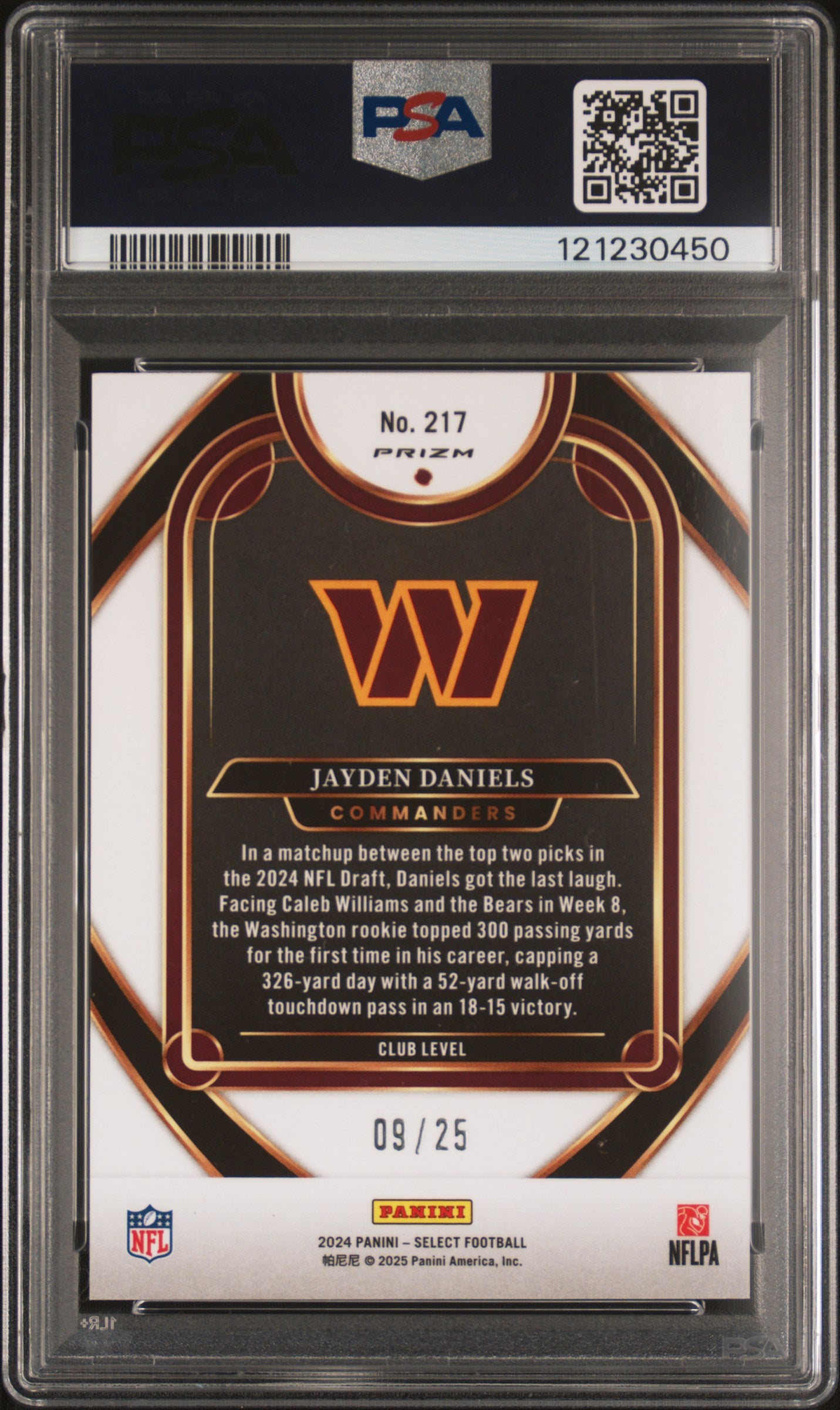 2024 Panini Select Jayden Daniels #217 Tie Dye Shock Rookie #/25 PSA 10 POP 1