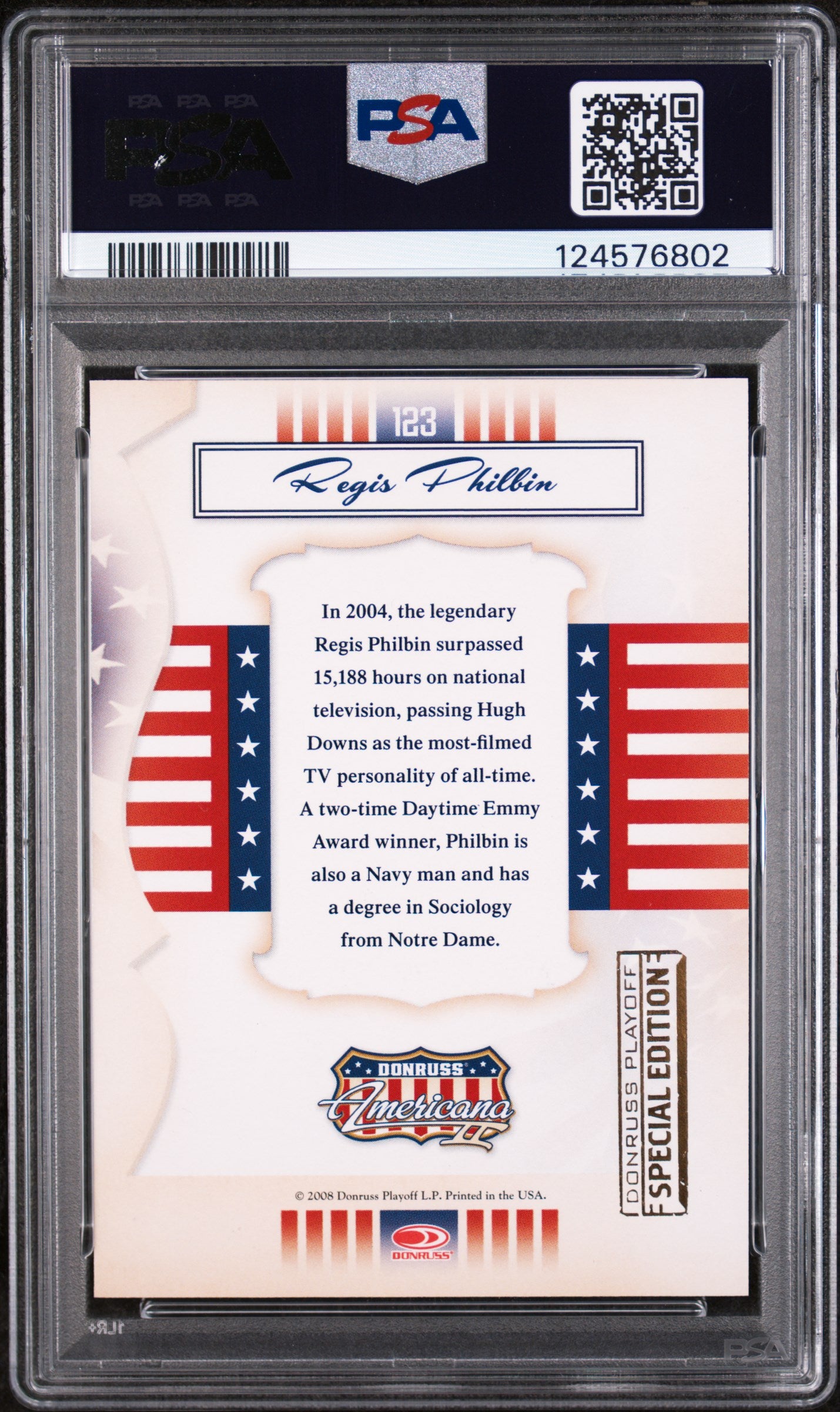 2008 Donruss Americana II Signature Regis Philbin #123 PSA 9 Auto 10