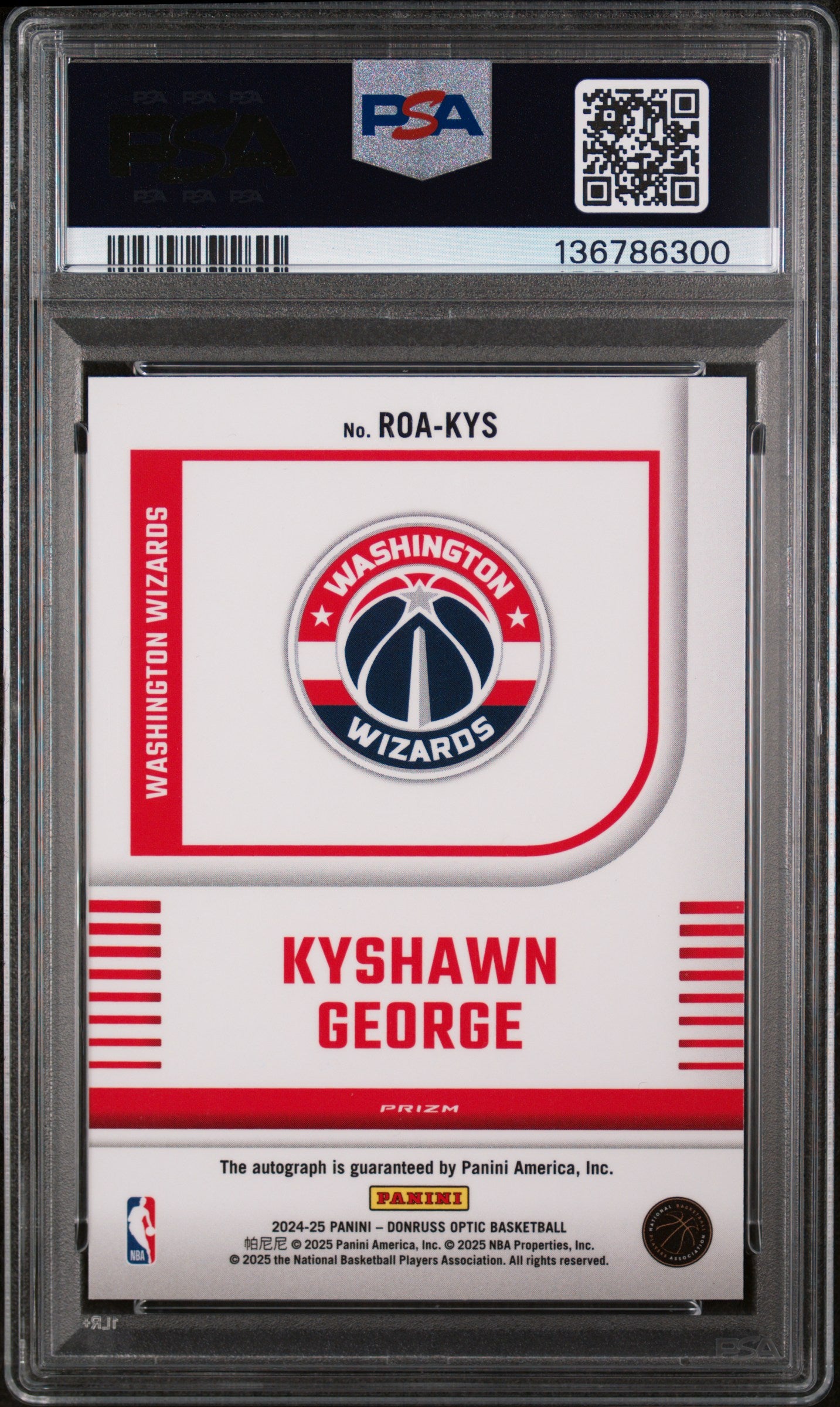 2024 Donruss Optic Rookie Optics Autograph  Kyshawn George Choice Auto PSA 10