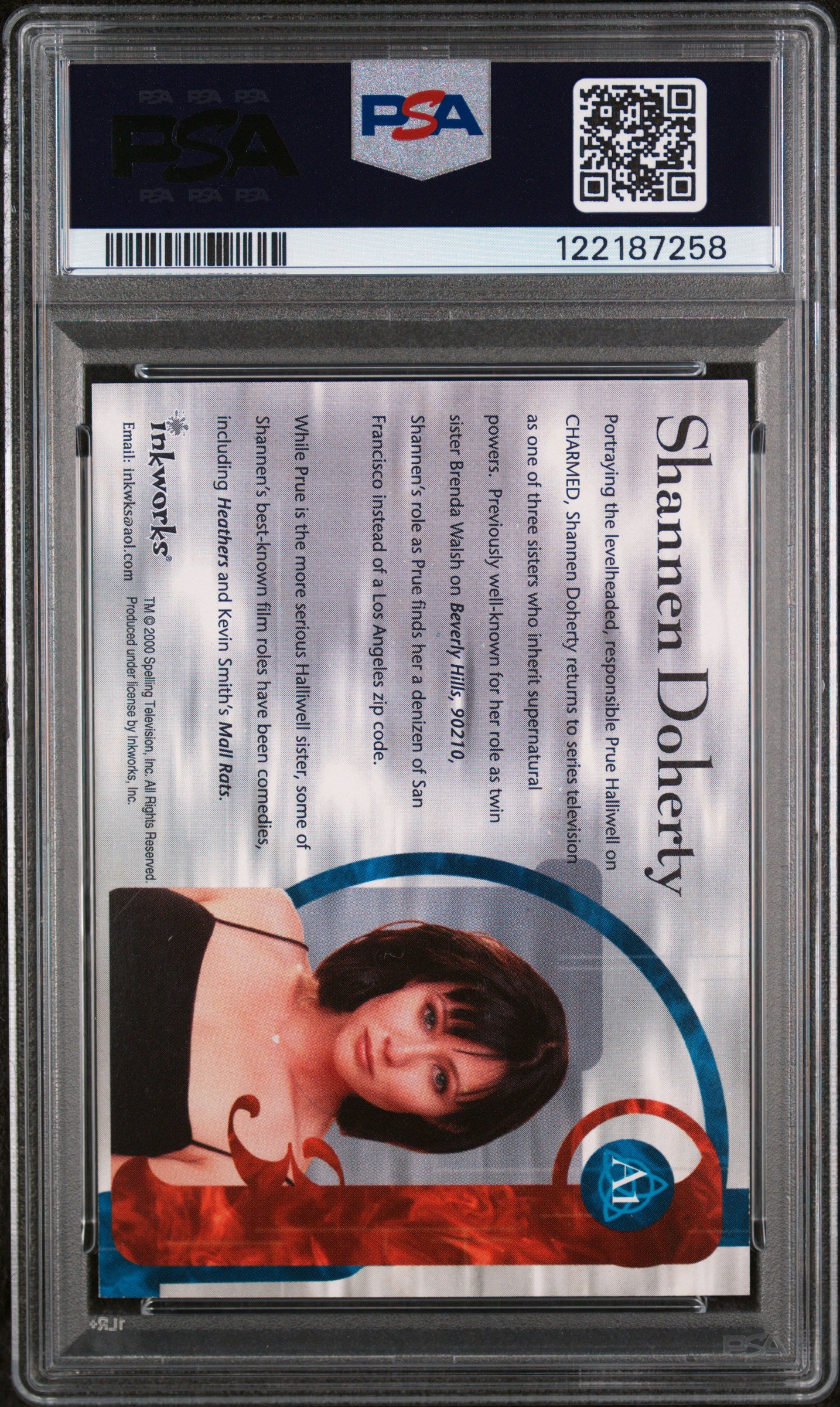 2000 Inkworks Charmed Season 1 Autograph Shannen Doherty PRUE PSA Auto 10