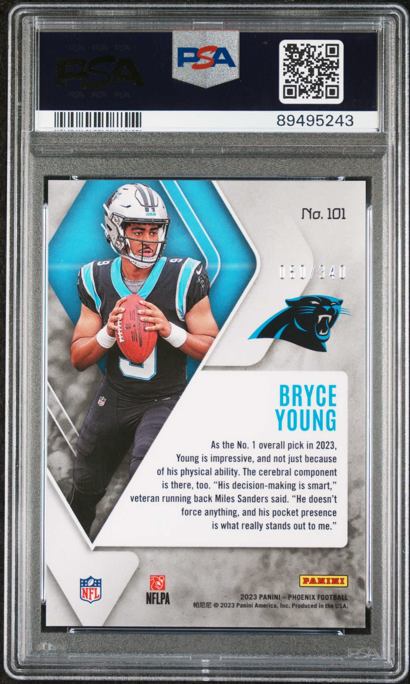 2023 Panini Phoenix Bryce Young #101 Fire Burst Prizm Rookie RC #/340 PSA 10