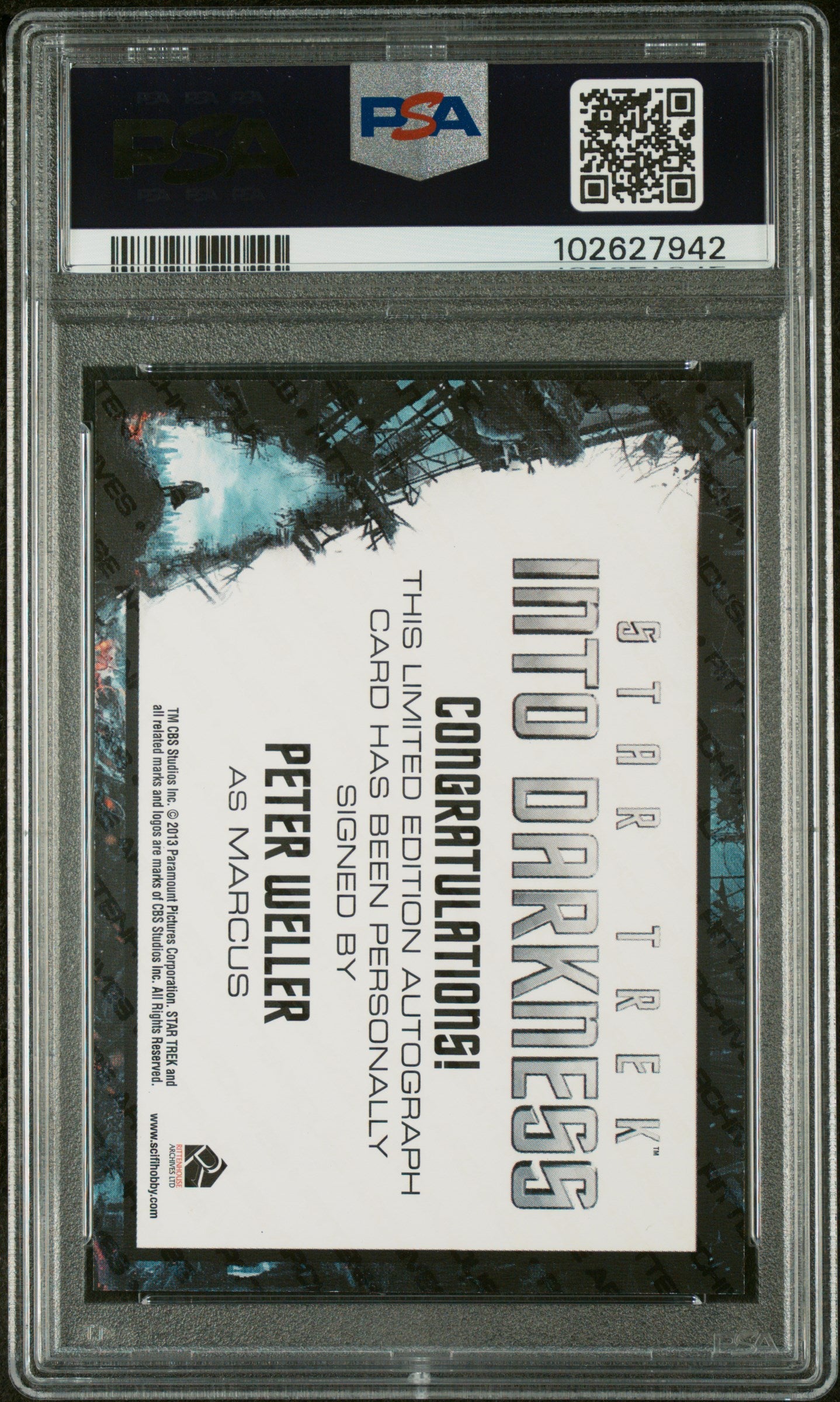 2017 Star Trek Beyond Autograph Peter Weller Into Darkness LE Auto PSA 9/10