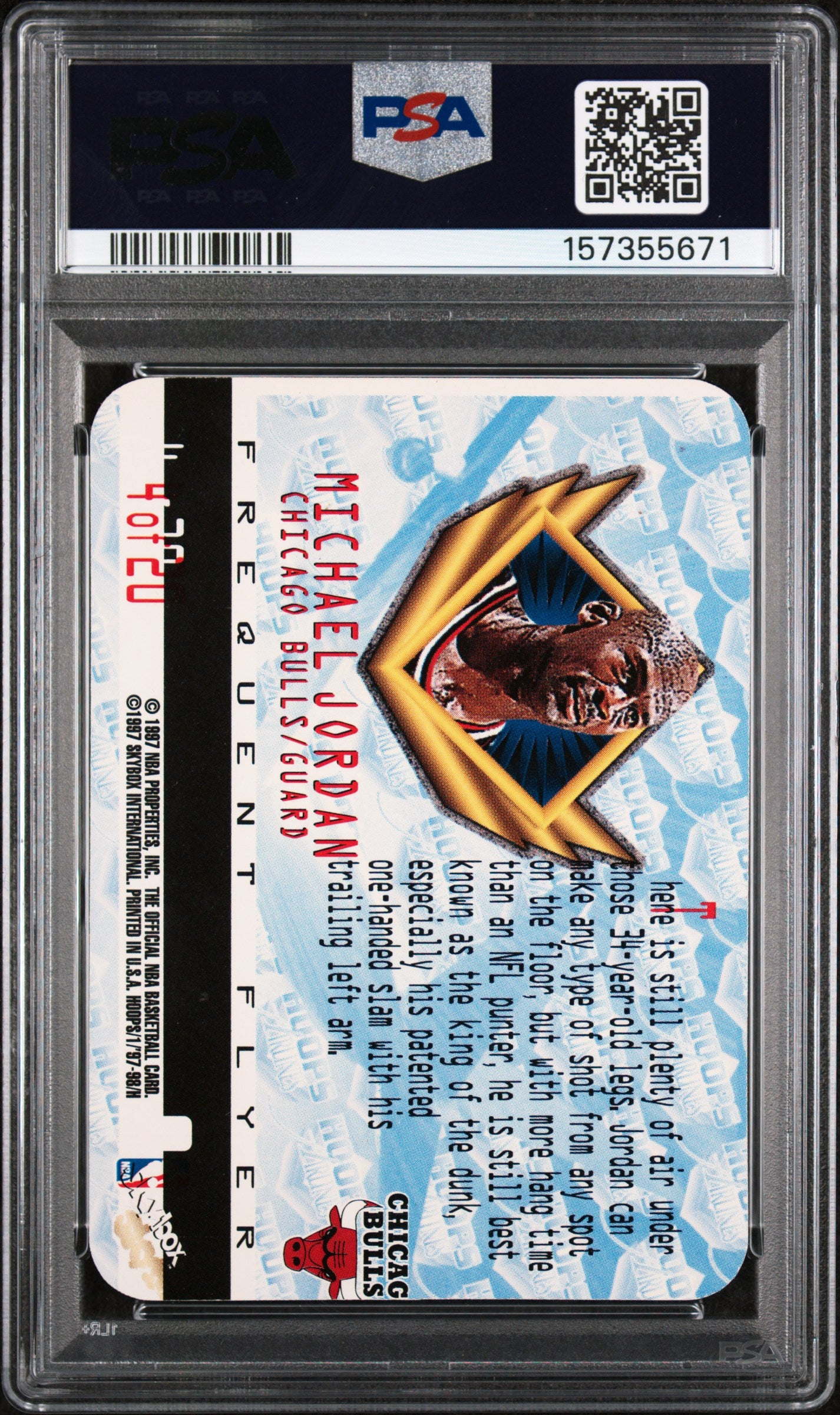 1997 Hoops Frequent Flyer Club Michael Jordan #4 SP Die Cut PSA 9 Bulls