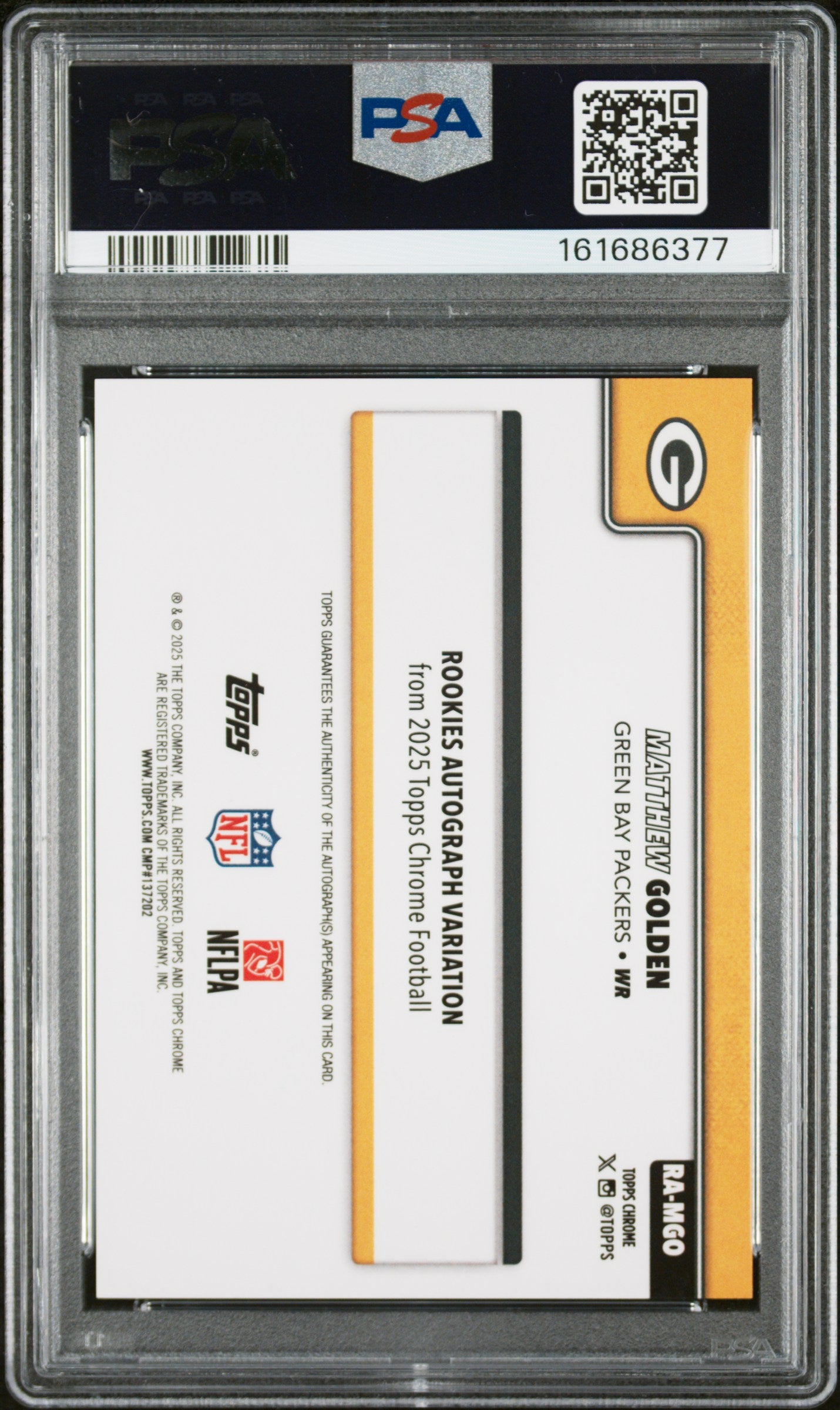 2025 Topps Chrome Rookies Auto Matthew Golden White Ref /30 PSA 10 Auto 10 POP 1