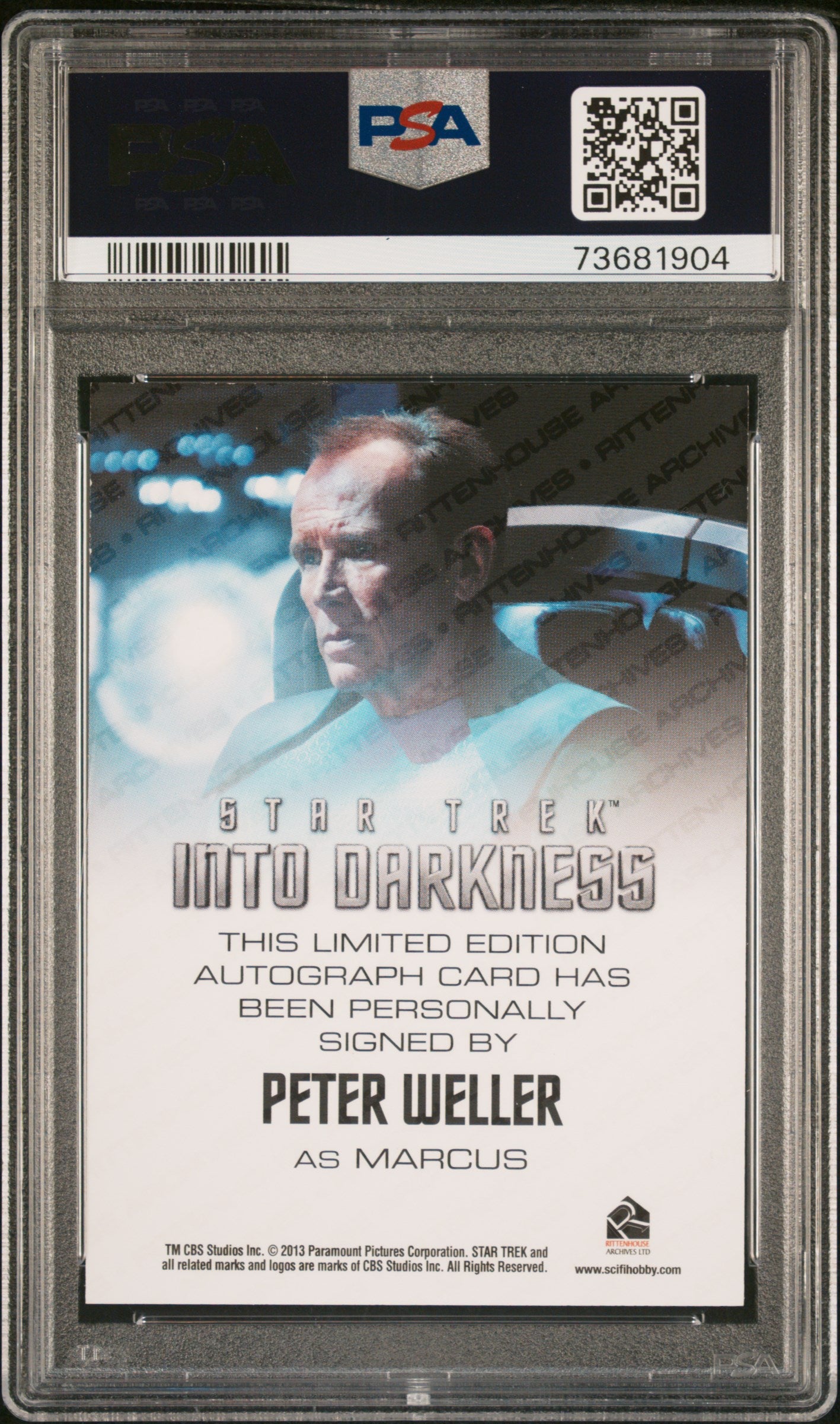 2014 Star Trek Movie Autograph Peter Weller as Marcus Limited Auto PSA 10/10 Gem