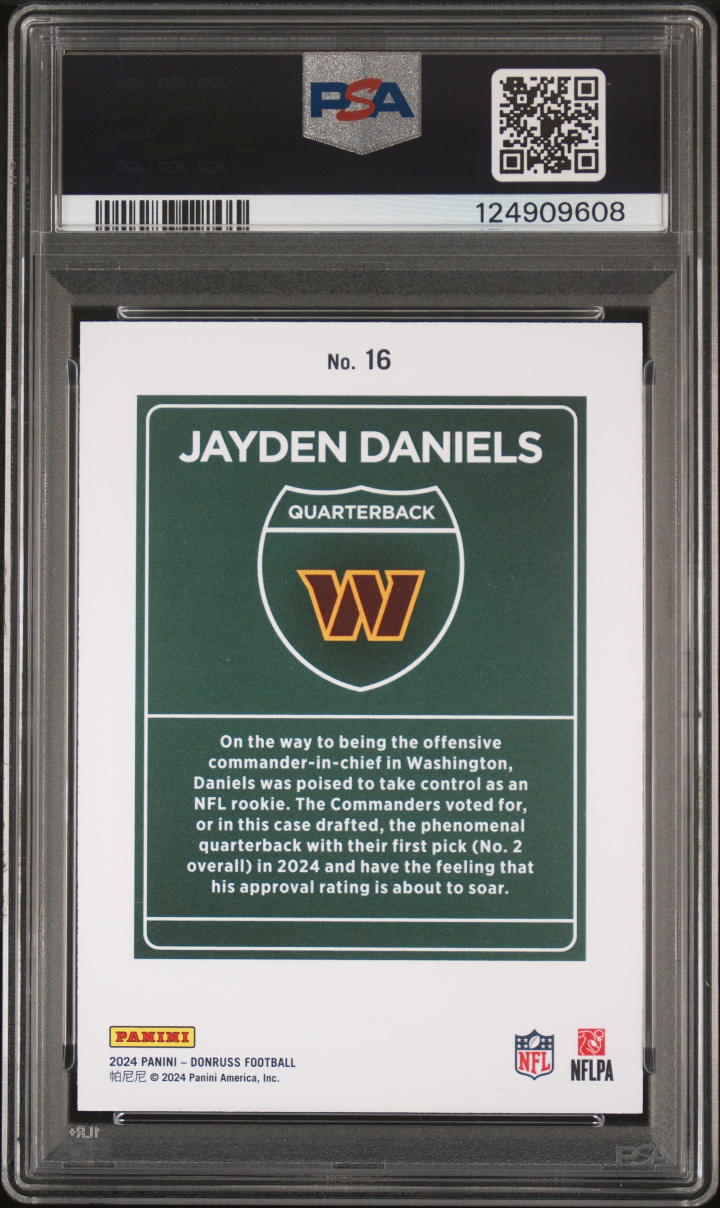 2024 Panini Donruss Downtown! Jayden Daniels #16 ROOKIE RC PSA 8