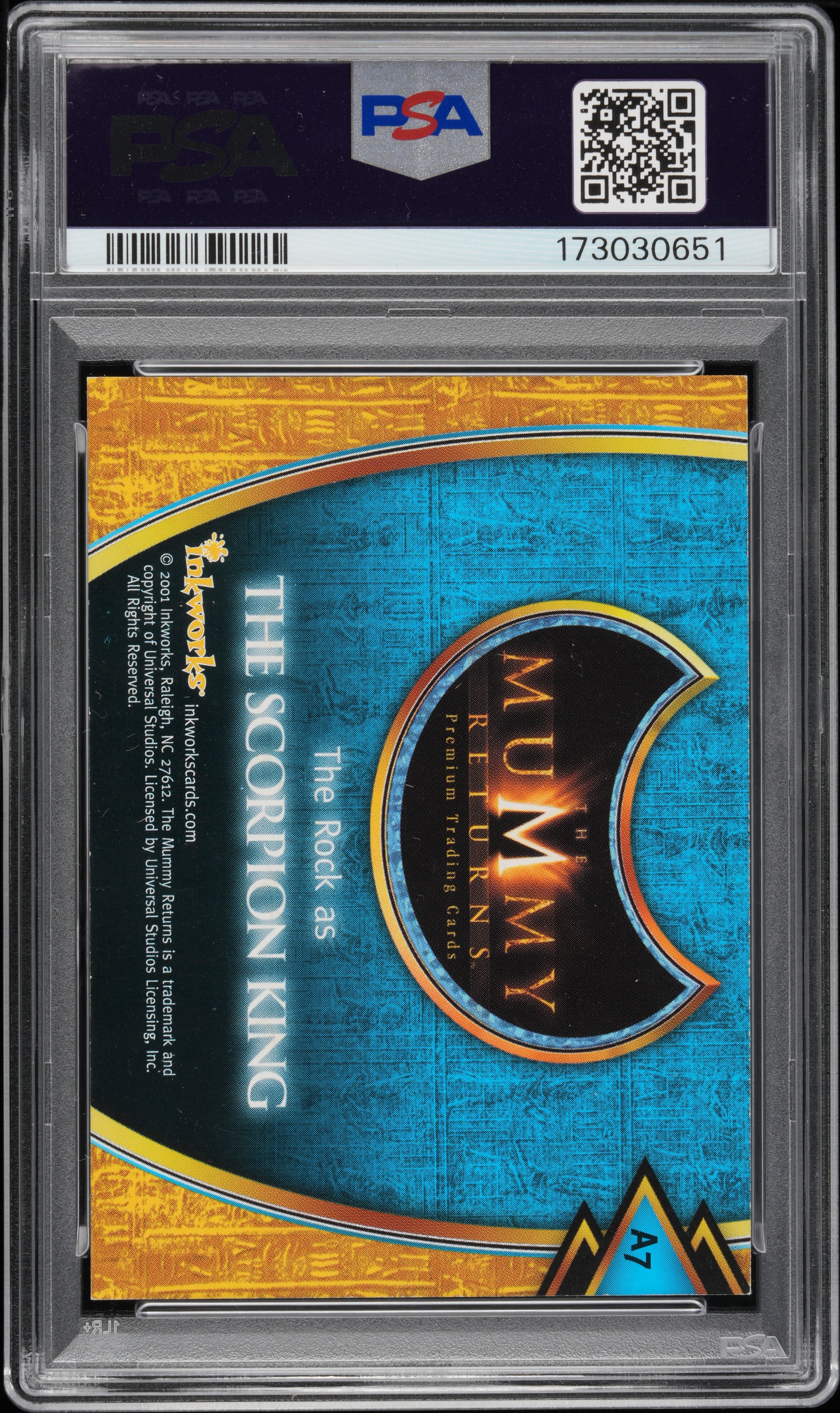 2001 Inkworks Mummy Returns Autograph The Rock Dwayne Johnson #A7 PSA Auto 9