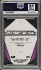 2021 Topps Star Wars Bounty Hunters Ultimate Autograph 1/1 Harrison Ford PSA 10