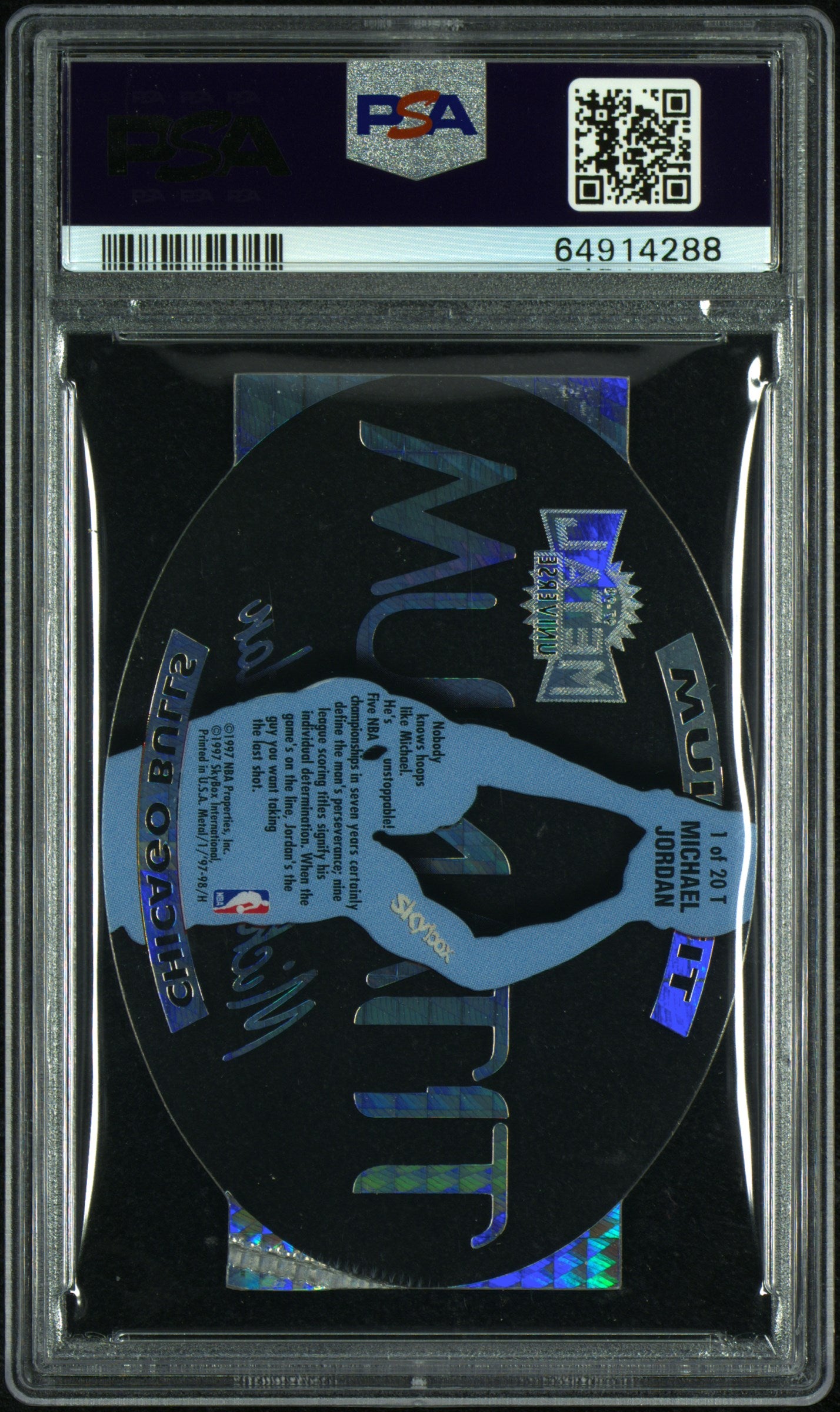 1997 Metal Universe Titanium Michael Jordan Insert Die Cut PSA 5 Chicago Bulls