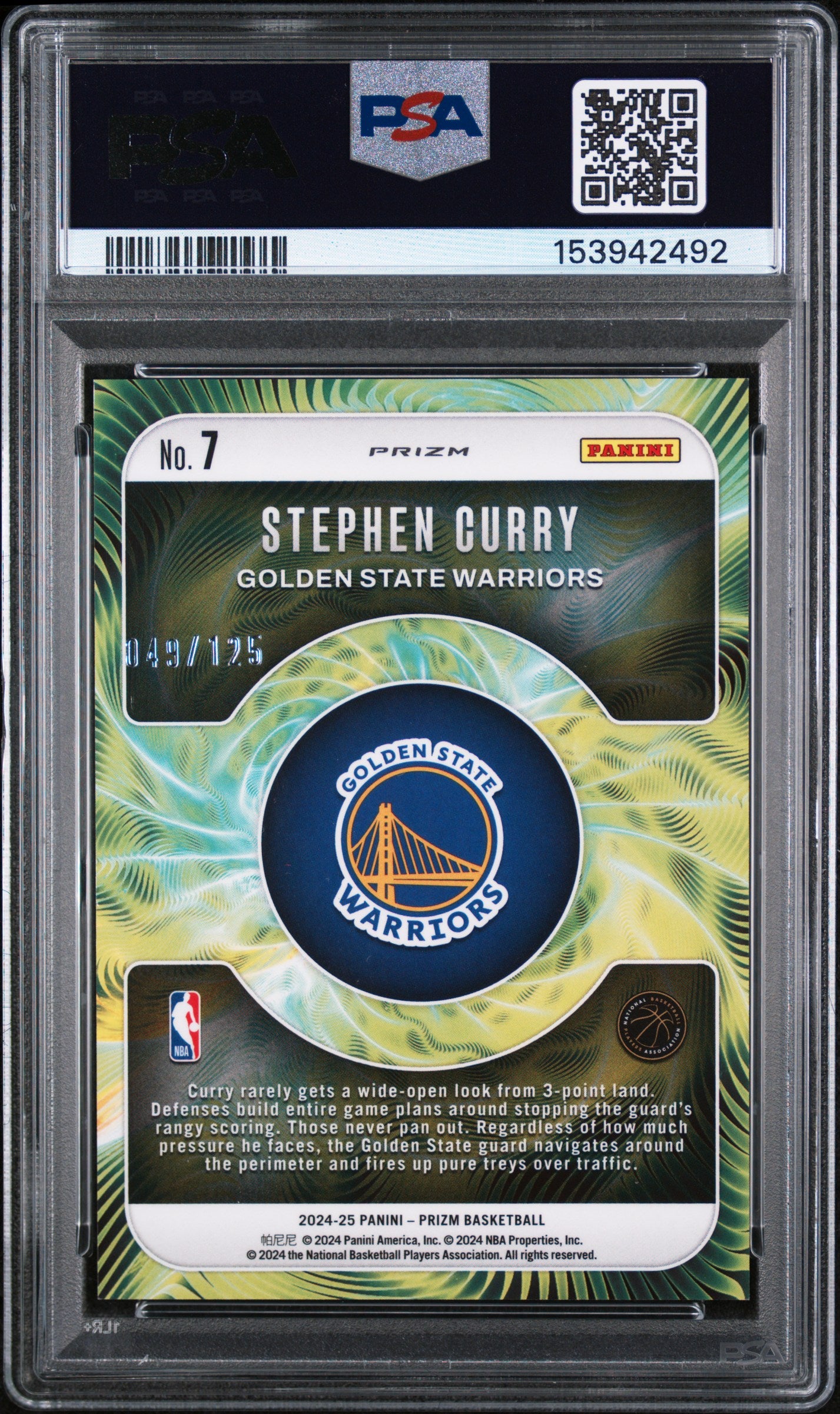 2024 Panini Prizm Fractal Stephen Curry #7 Blue Ice #/125 PSA 10 LOW POP 18
