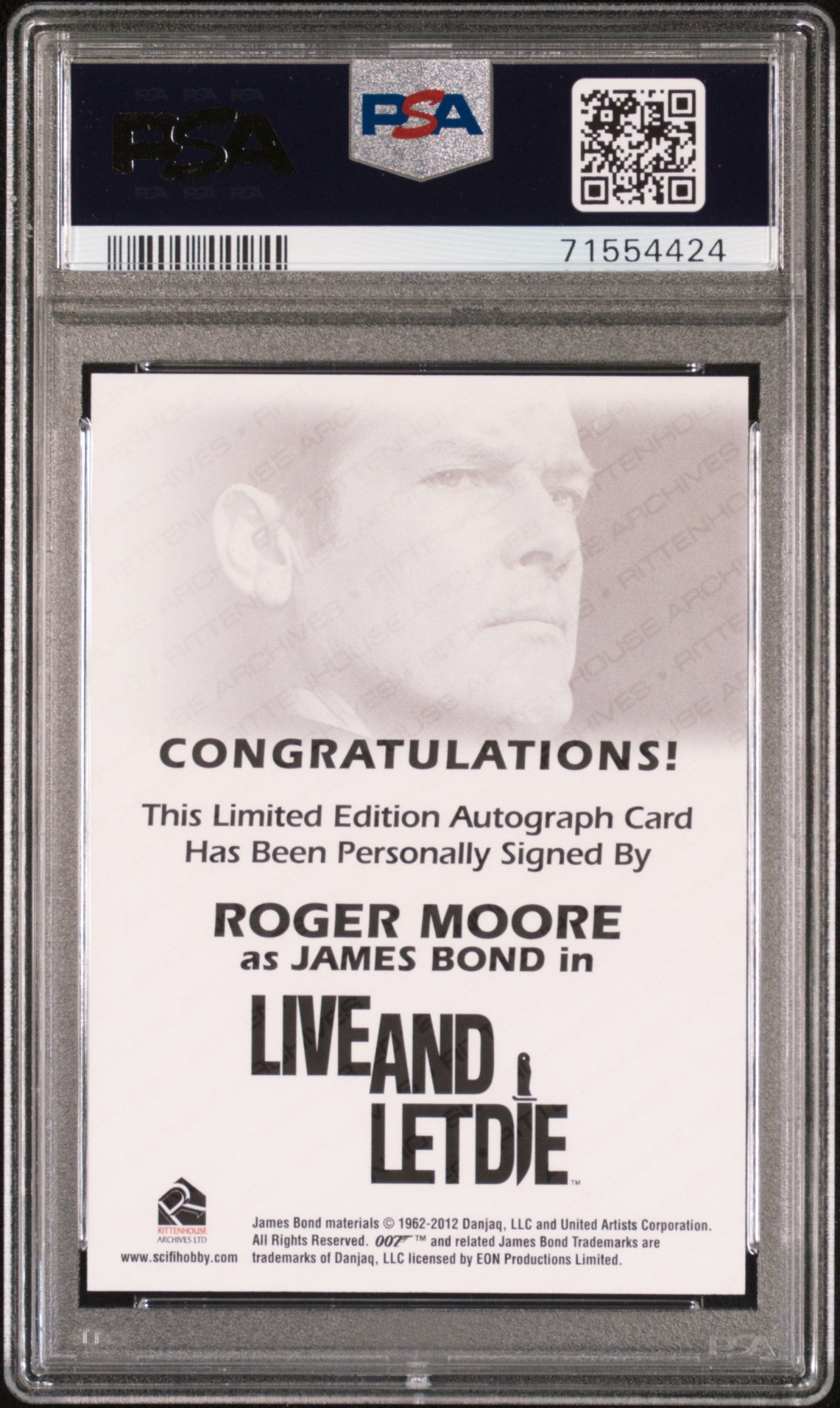 2012 Rittenhouse James Bond 50th Anni S2 Autograph Roger Moore PSA 9/10 Auto