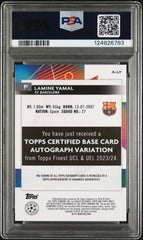 2023 Topps Finest UEFA Club Rookie Lamine Yamal Purple Shimmer PSA 9 Auto 10