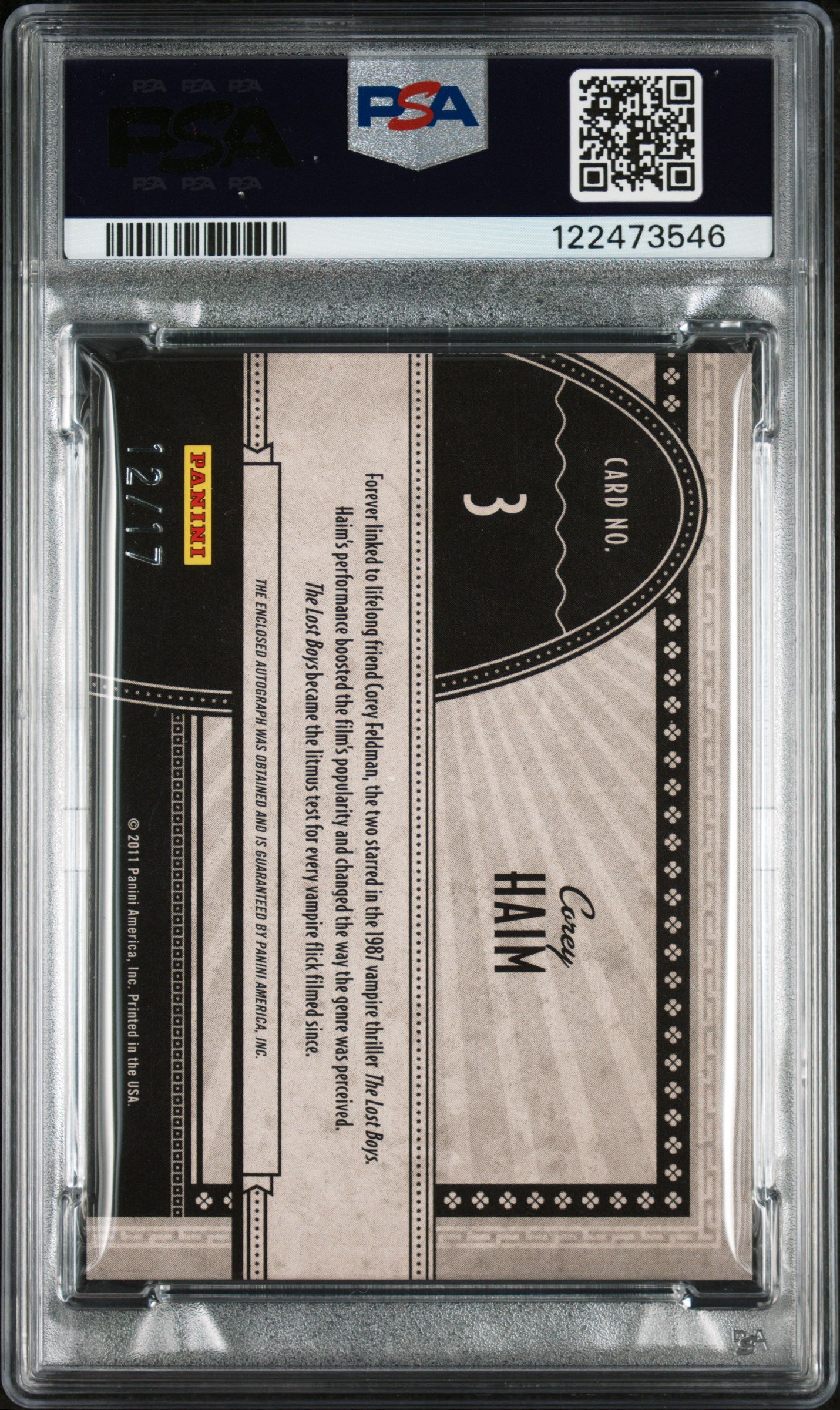 Americana Screen Gems Signature Corey Haim #/17 Red Inscriptions Watchers PSA 9