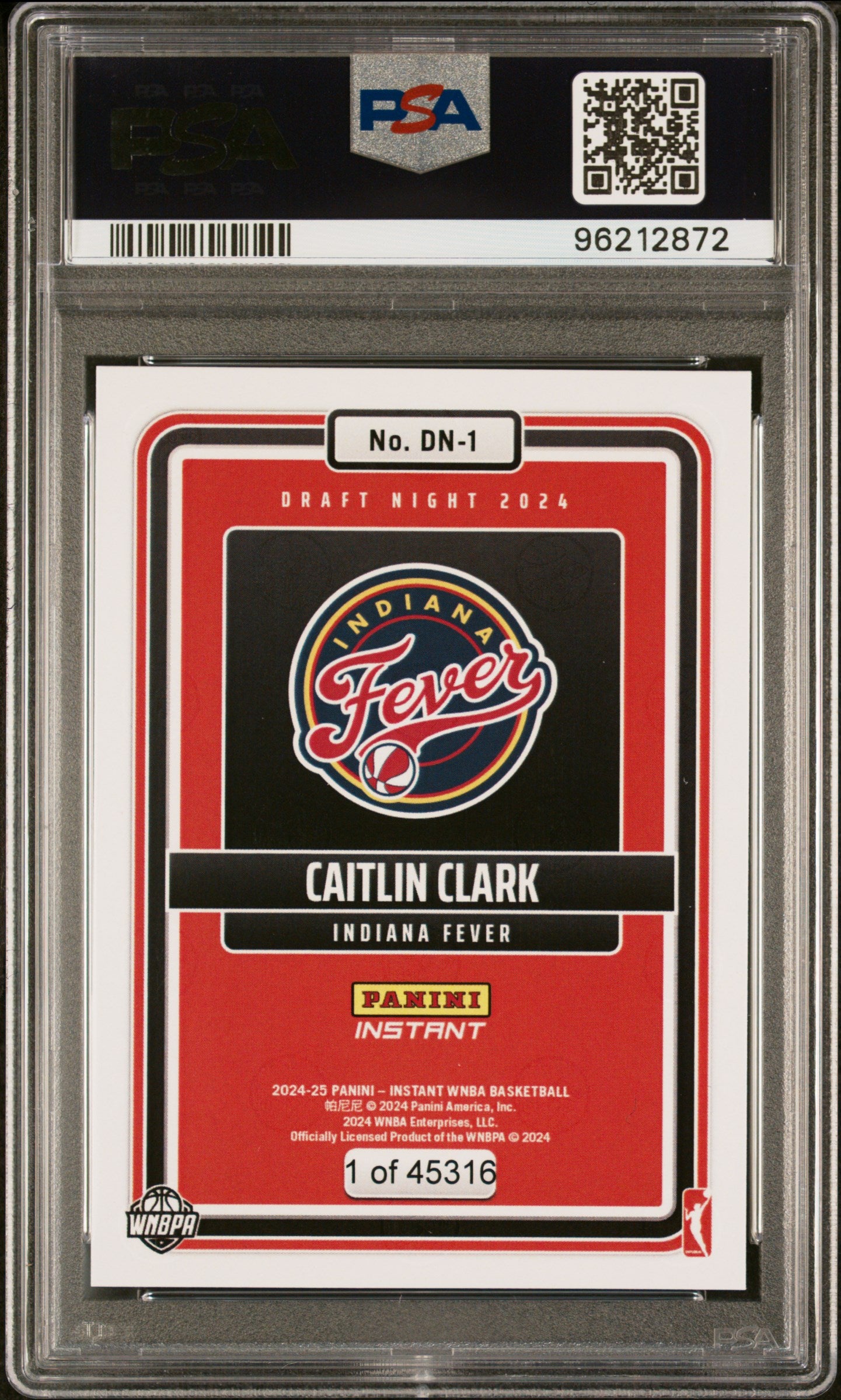 2024 Panini Instant WNBA Draft Night Caitlin Clark #DN1 Rookie RC PSA 9 Fever