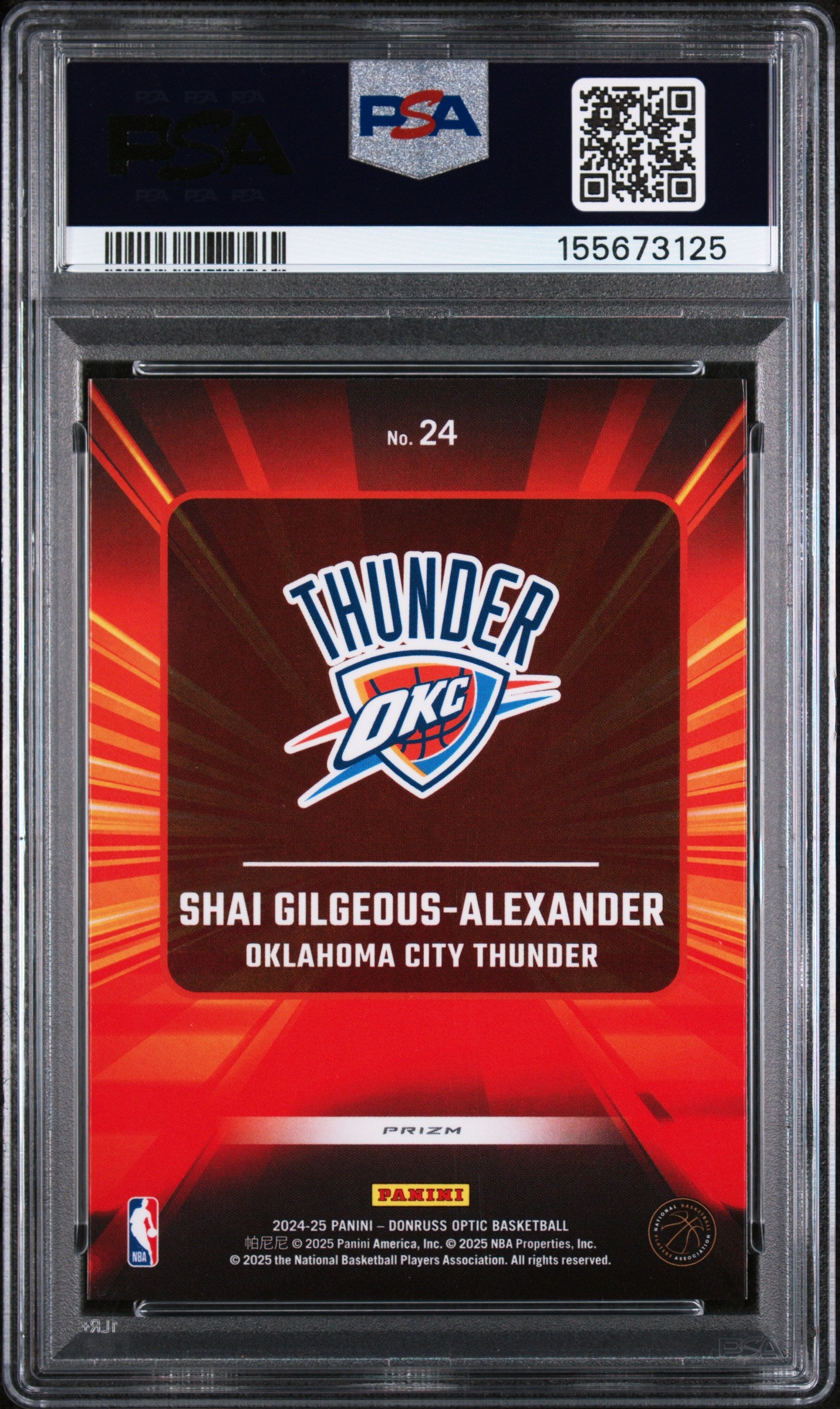 2024 Donruss Optic Express Lane Shai Gilgeous-Alexander #24 Purple PSA 10 Gem