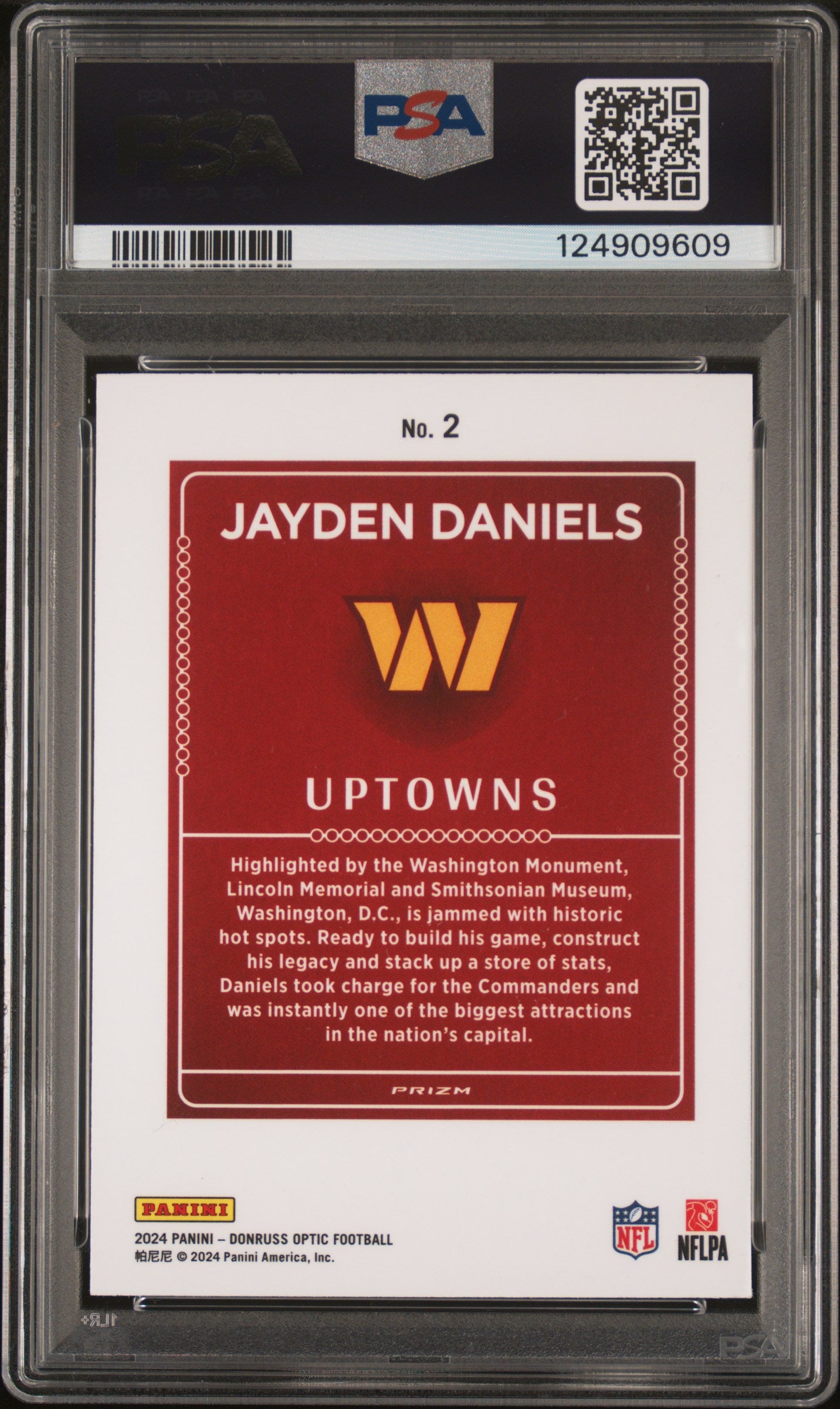 2024 Panini Donruss Optic Uptowns Jayden Daniels #2 Rookie RC PSA 9 Mint