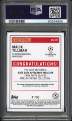 2020 Topps Merlin Chrome UEFA Auto Malik Tillman Rookie Gold Refractor PSA 9 USA