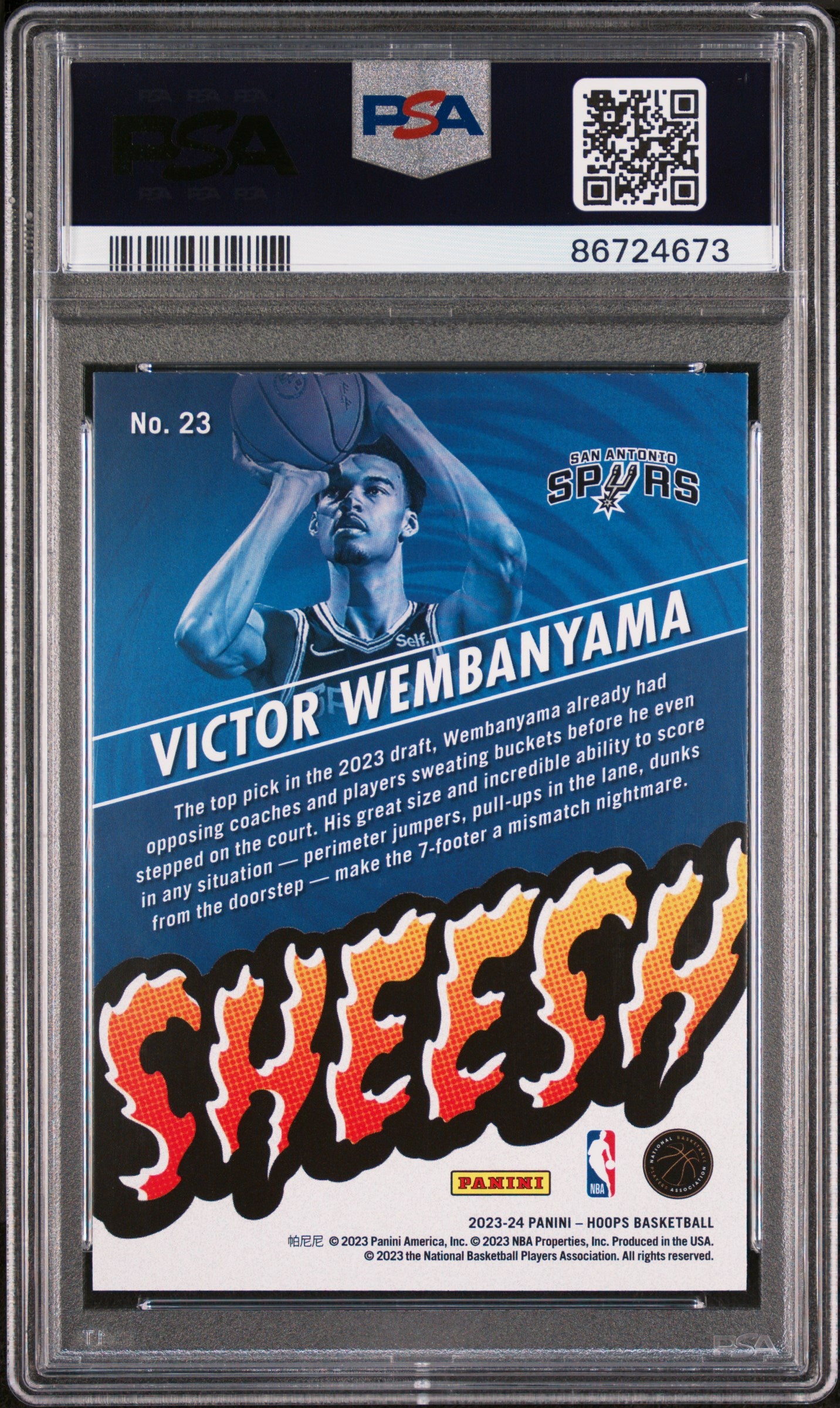 2023 Panini NBA Hoops Sheesh Victor Wembanyama #23 Rookie RC PSA 10 Spurs