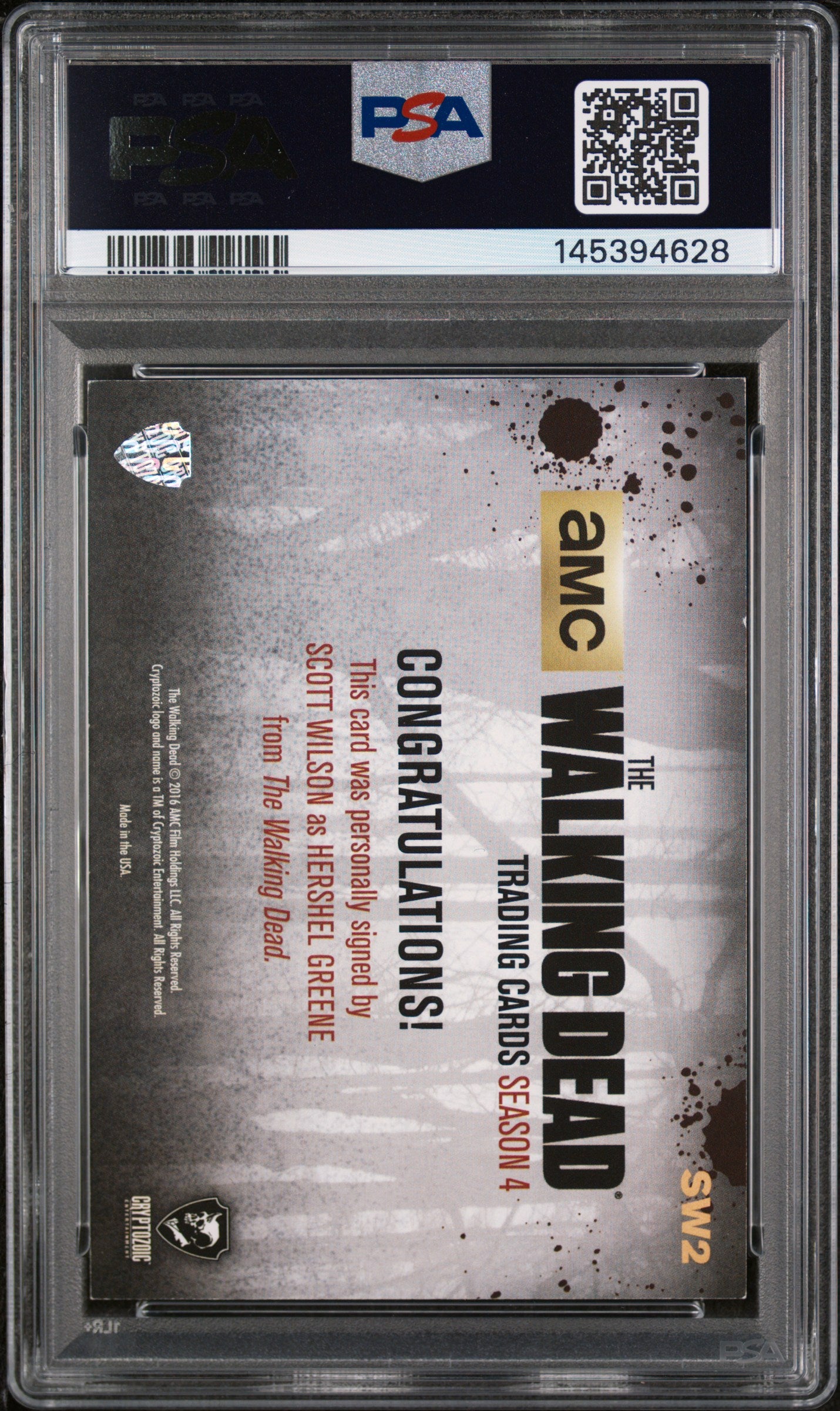 2016 The Walking Dead S4 Autographs Scott Wilson #SW2 PSA Auto 9