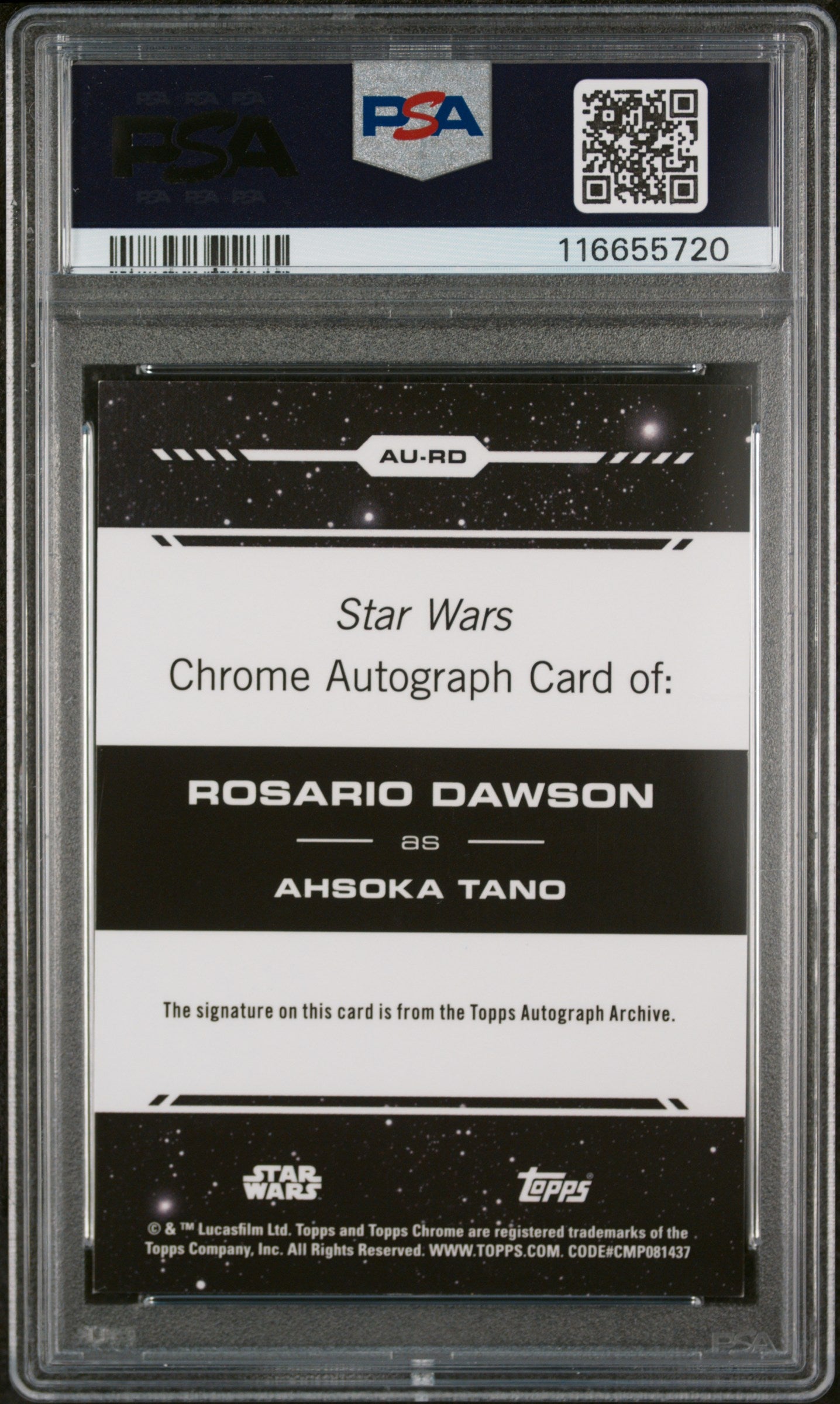 2024 Topps Chrome Star Wars Autograph Rosario Dawson TANO #99/99 PSA 9/10 Auto