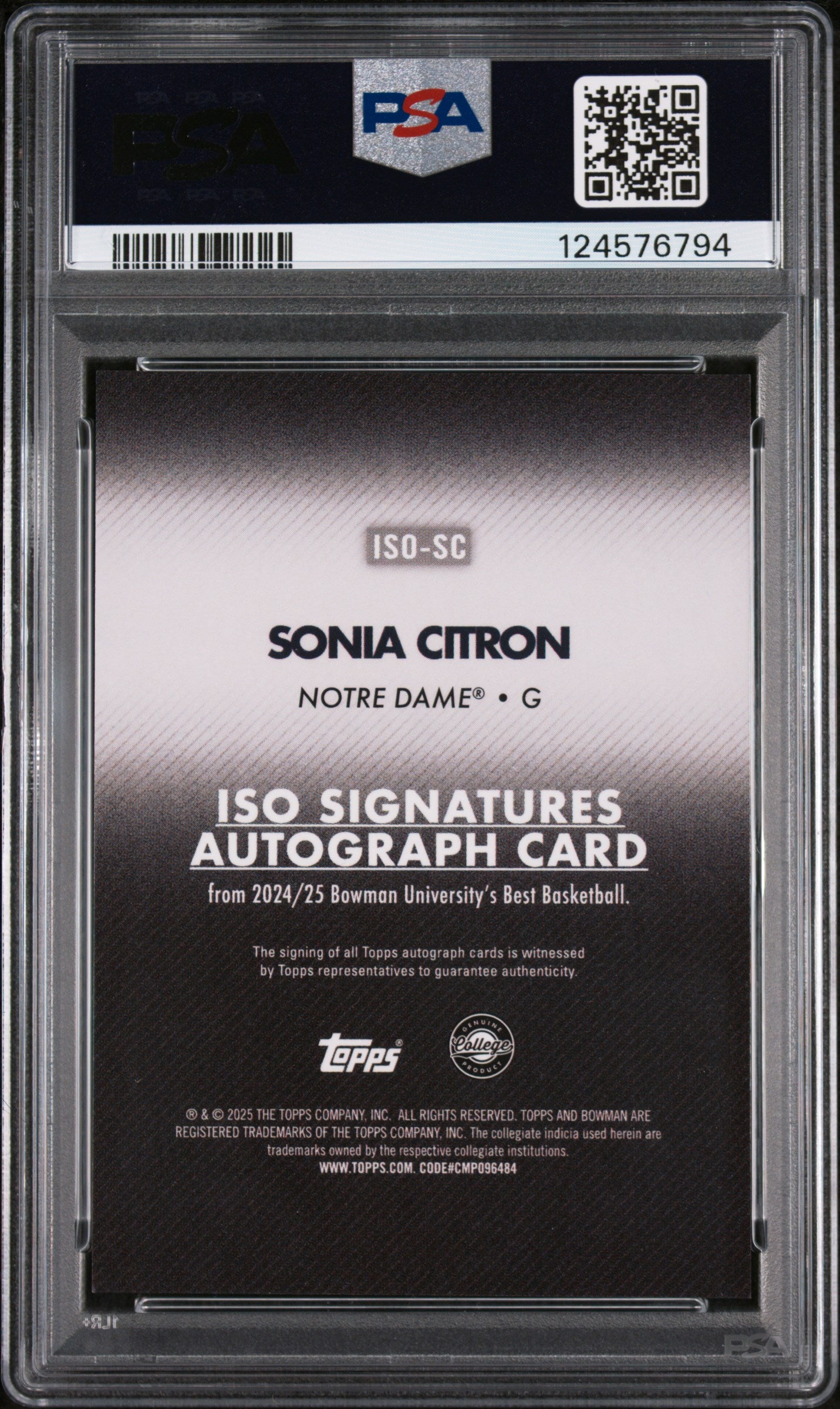 2024 Bowman U Best Signatures Sonia Citron Gold Geo Ref Rookie 50 PSA 10 Auto 10