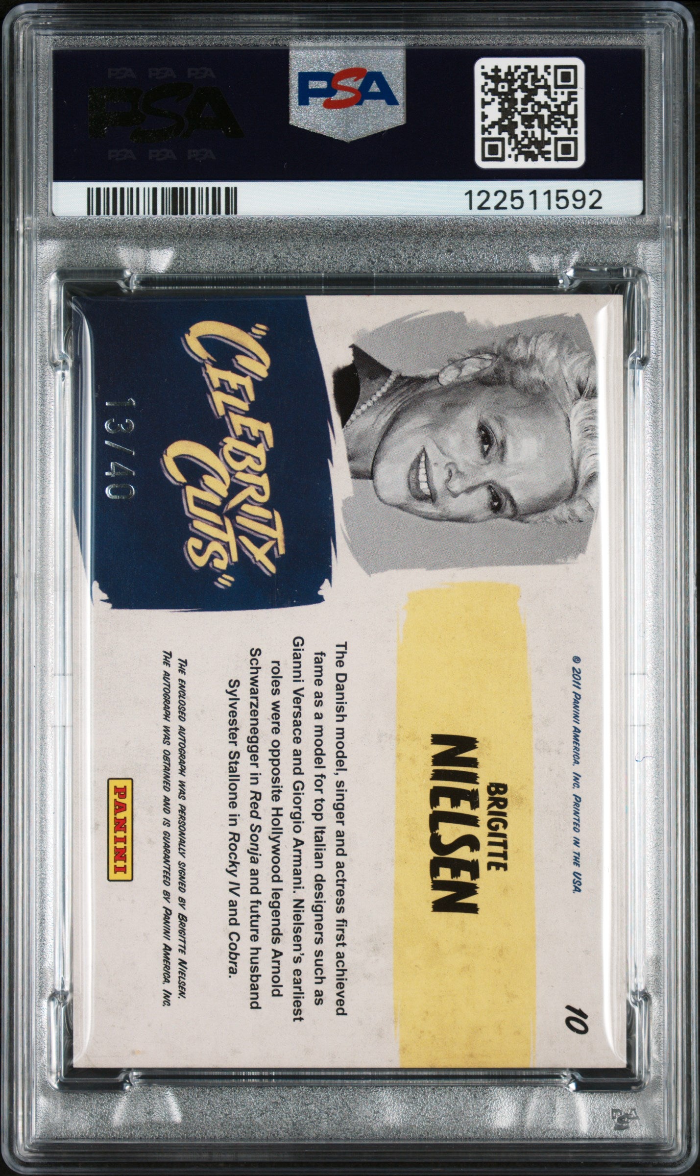 2011 Americana Celebrity Cuts Brigitte Nielsen Inscription Rocky Auto PSA 9