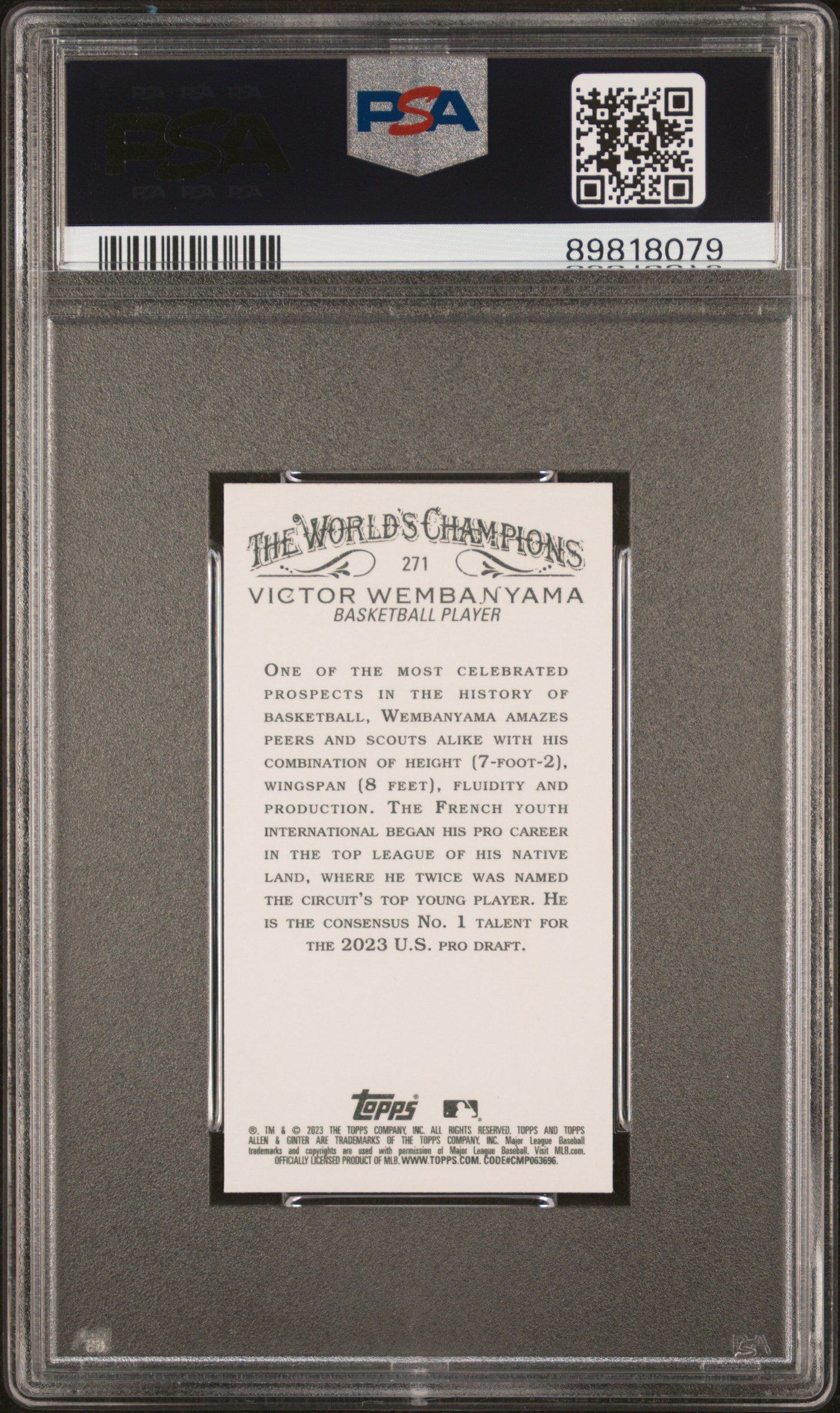 2023 Topps Allen & Ginter Victor Wembanyama #271 Rookie Mini Black Border PSA 9