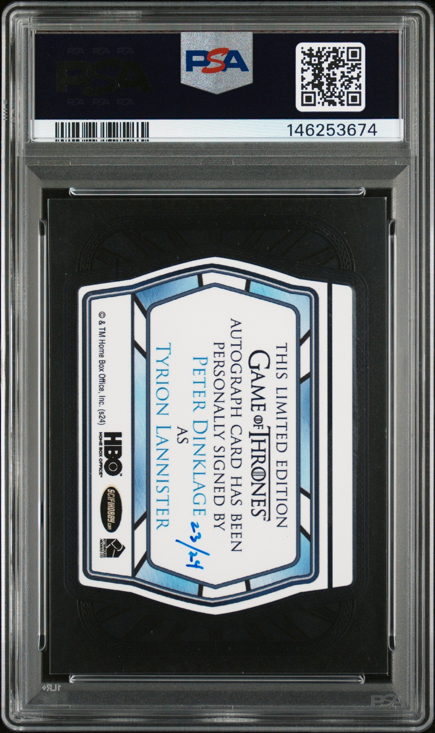 2025 Rittenhouse Game Of Thrones Autograph Peter Dinklage /24 PSA 8 Dragonglass