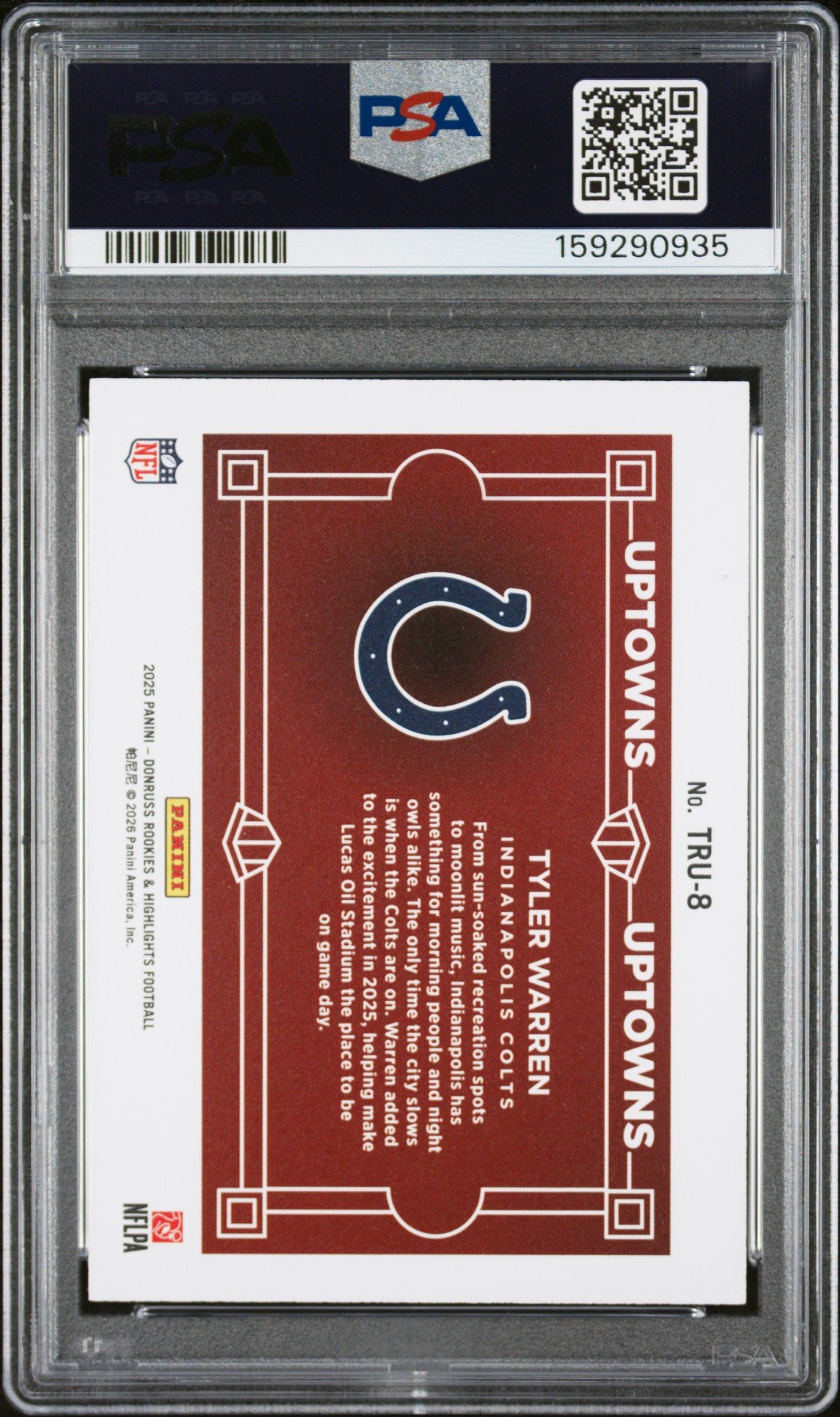 2025 Donruss RC Highlights The Rookies Uptowns Green Tyler Warren #8 PSA 9 Mint