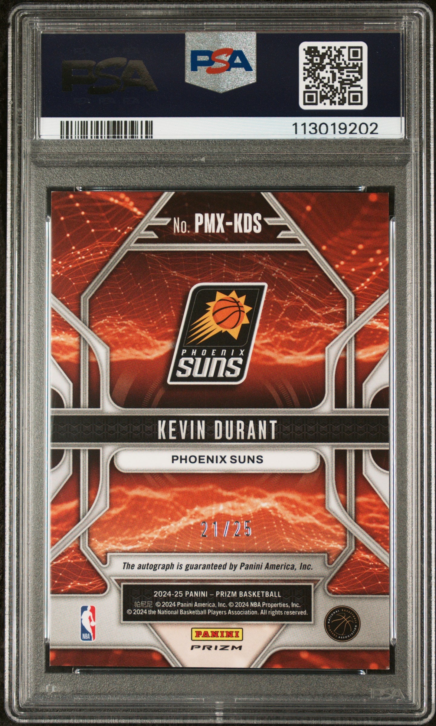 2024 Prizm Prizmatrix Signatures Kevin Durant #/25 Blue Shimmer Fotl Auto PSA 9