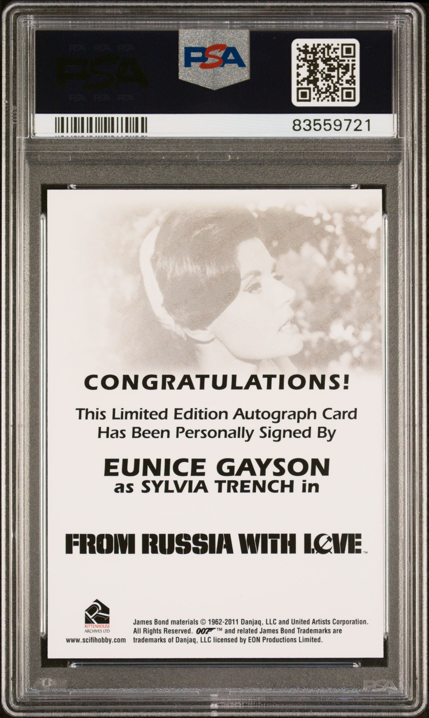 2014 James Bond Archives Autograph Eunice Gayson Sylvia Trench LE Auto PSA 10