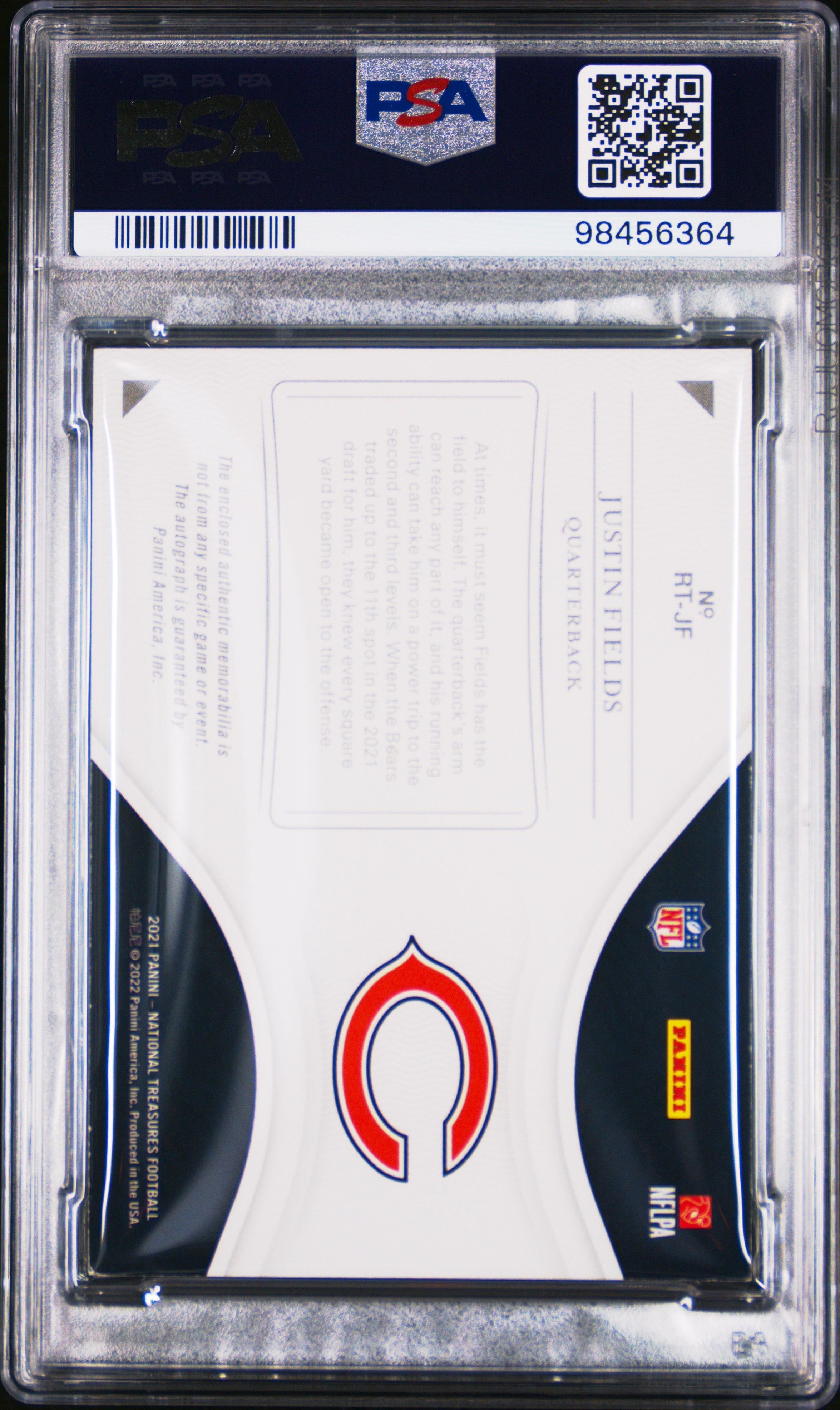 2021 National Treasures Rookie Treasures Logo Patch Auto Justin Fields 4/5 PSA 8
