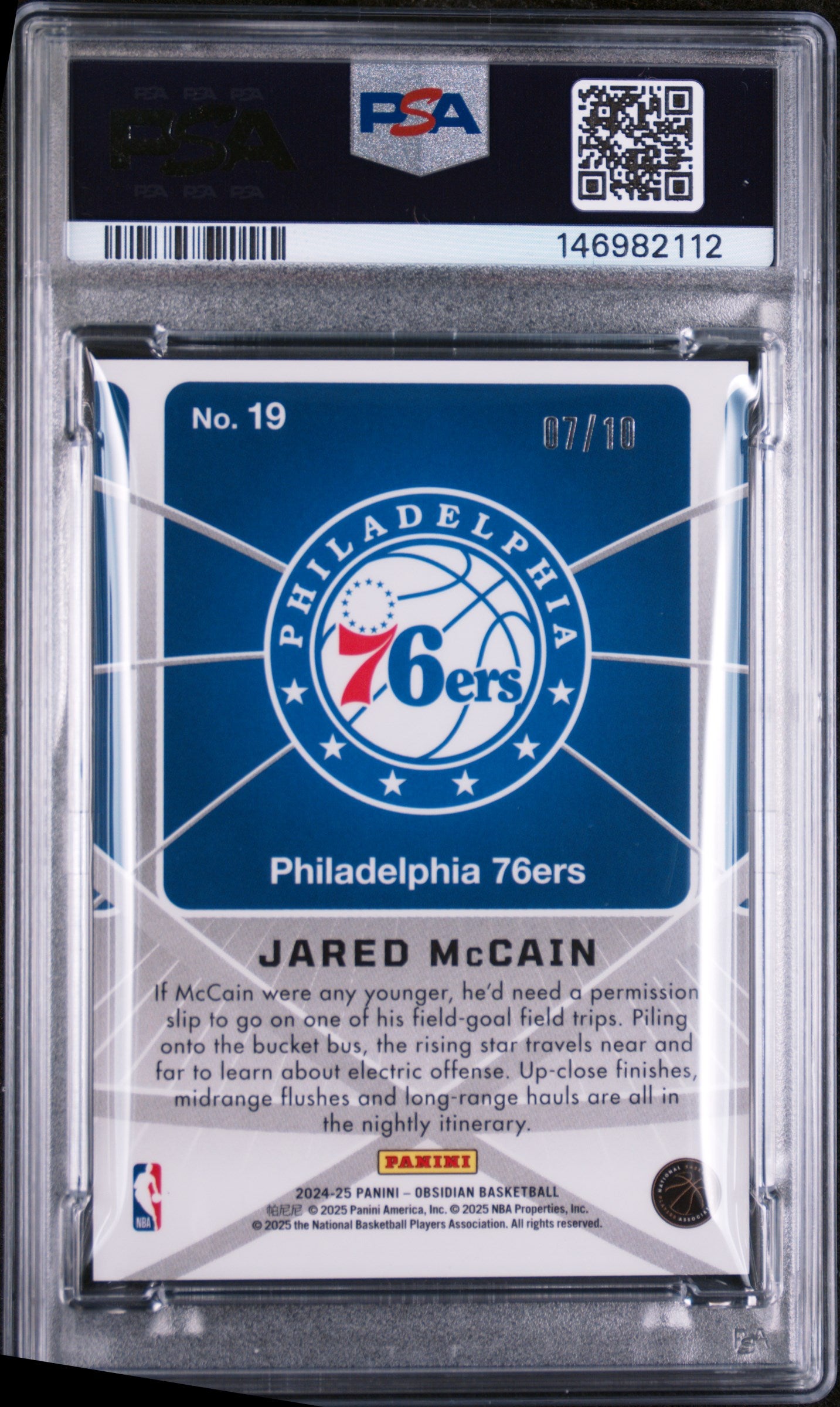 2024 Obsidian Atomic Initials Jared Mccain #19 Rookie Gold Flood #7/10 PSA 10 RC