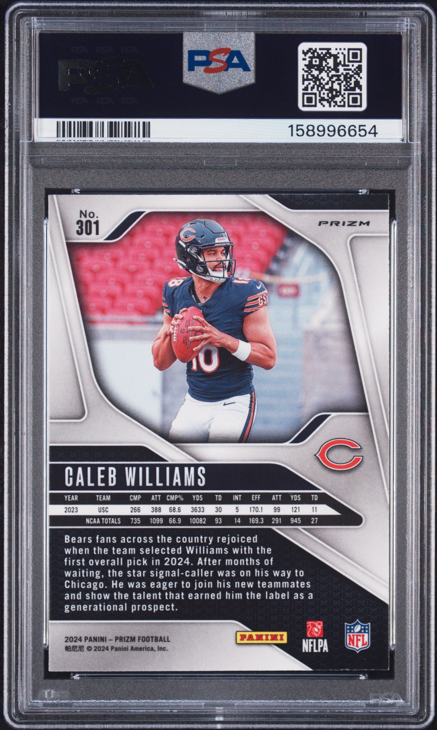 2024 Panini Prizm Caleb Williams #301 Red ROOKIE SP PSA 9 Mint Low Pop Bears