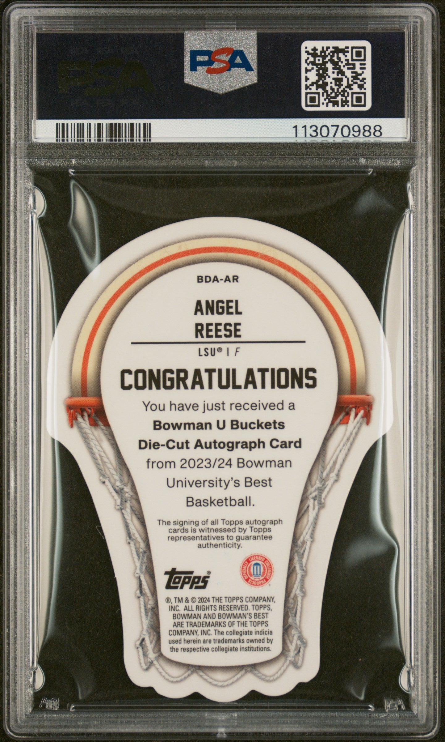 2023 Bowman U Best Buckets Rookie Auto Angel Reese Geo Gold Ref 35/50 PSA 9 Sky