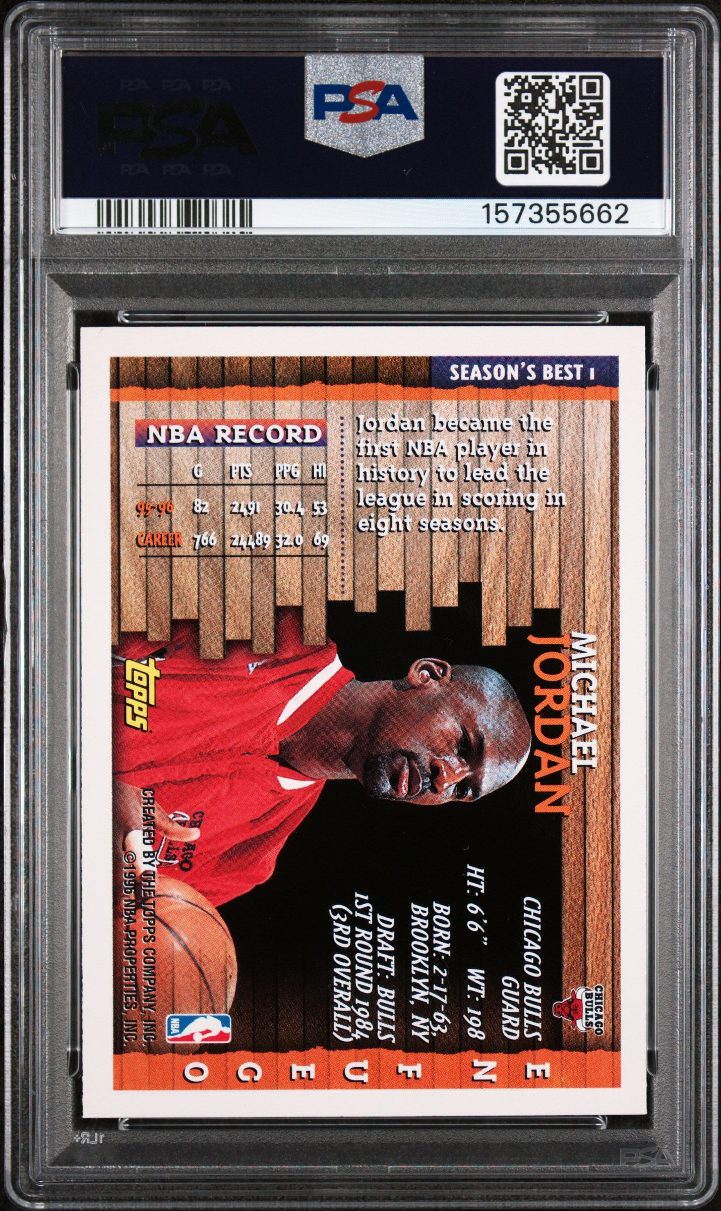 1996 Topps Season's Best Michael Jordan #1 EN FUEGO SP PSA 9 MINT