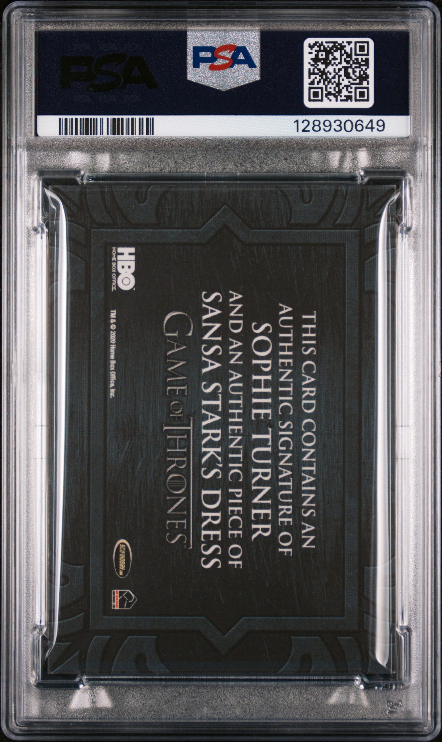 2020 Game Of Thrones Season 8-Autograph Sophie Turner Relic Signatures PSA 7