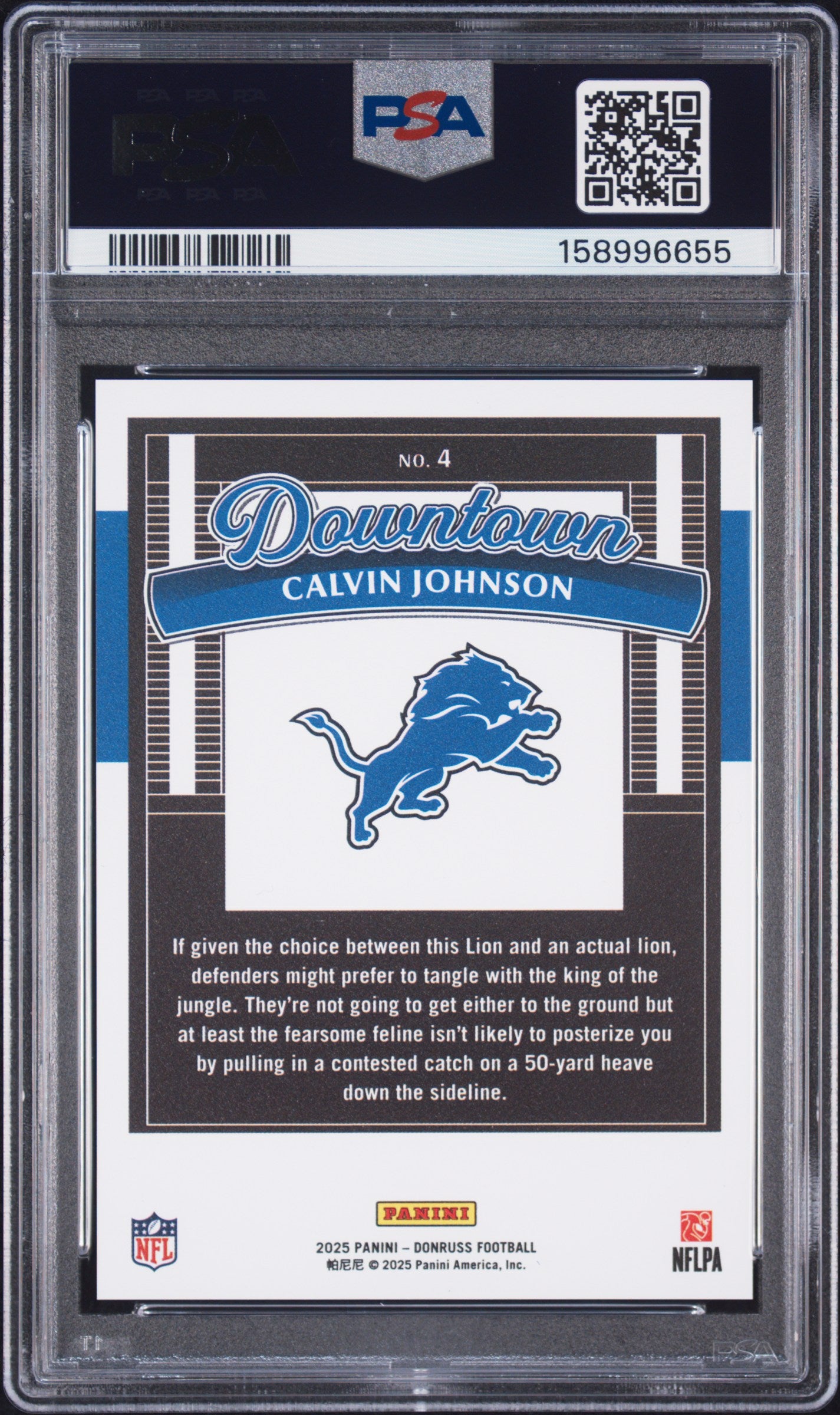 2025 Panini Donruss Downtown Calvin Johnson #4 PSA 9 Mint