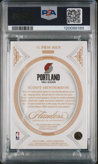 2023 Flawless Premium Mem Scoot Henderson Rookie Platinum Patch #1/1 PSA 10