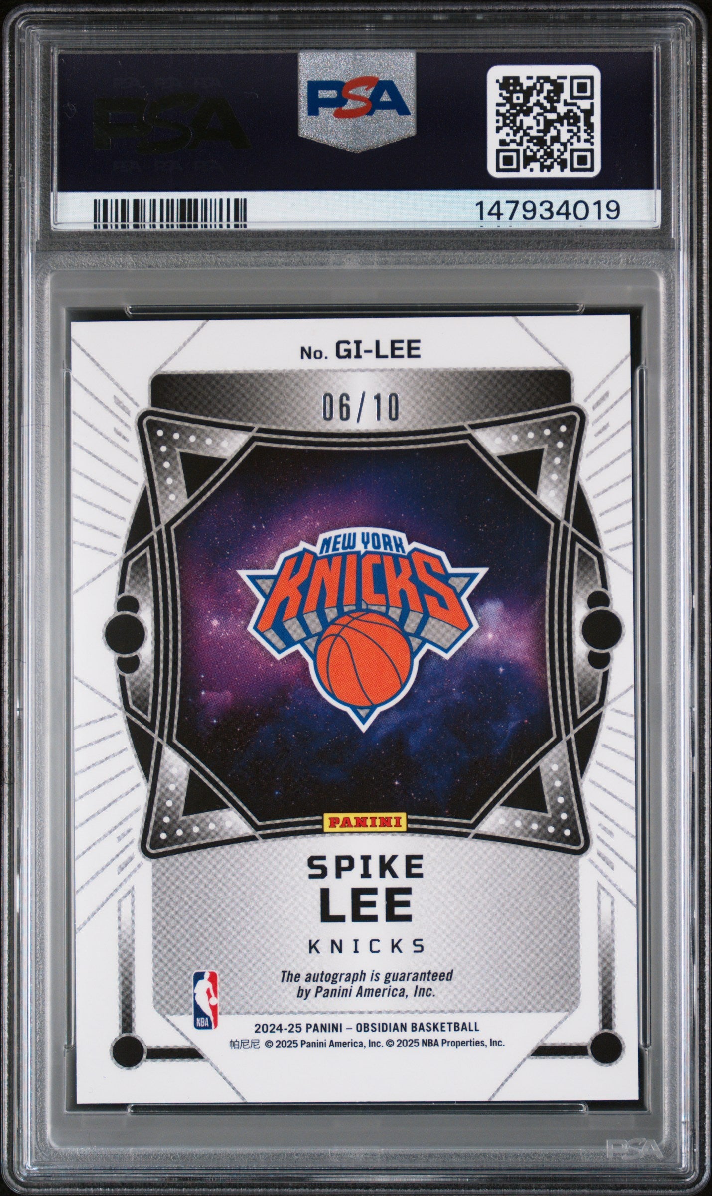 2024 Panini Obsidian Galaxy Ink Signed Spike Lee Autograph #/10 Gold Flood PSA 9