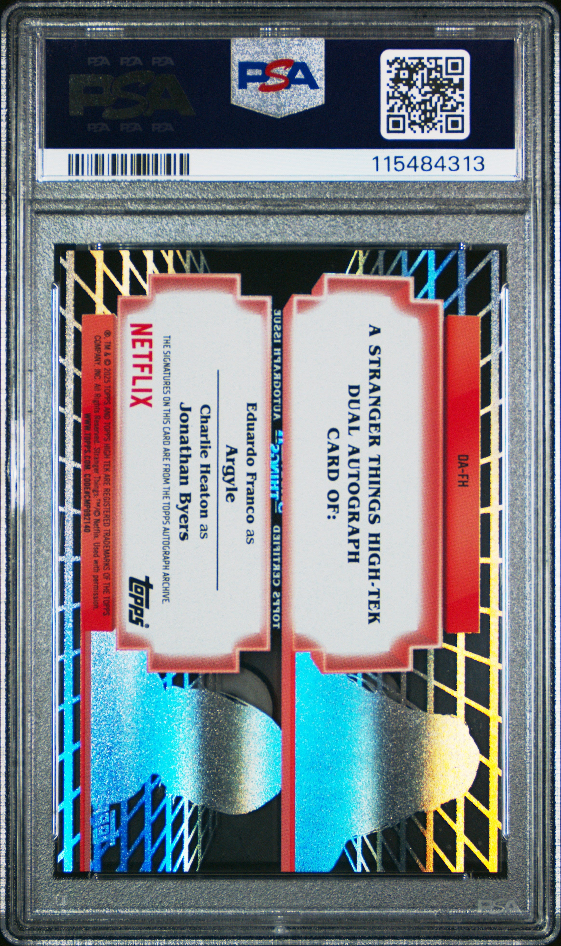 ‘25 Topps Stranger Things High Tek Dual Auto Charlie Heaton /Franco PSA 10 POP 1